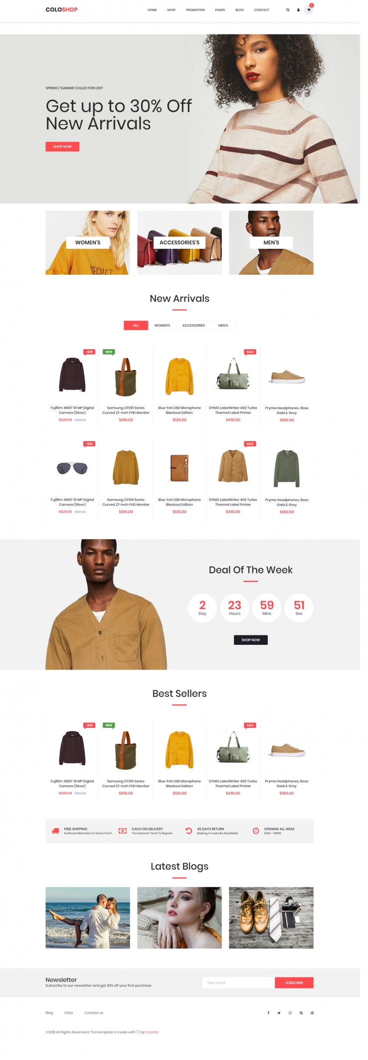 红色简洁风格响应式时装饰品网店网页模板
