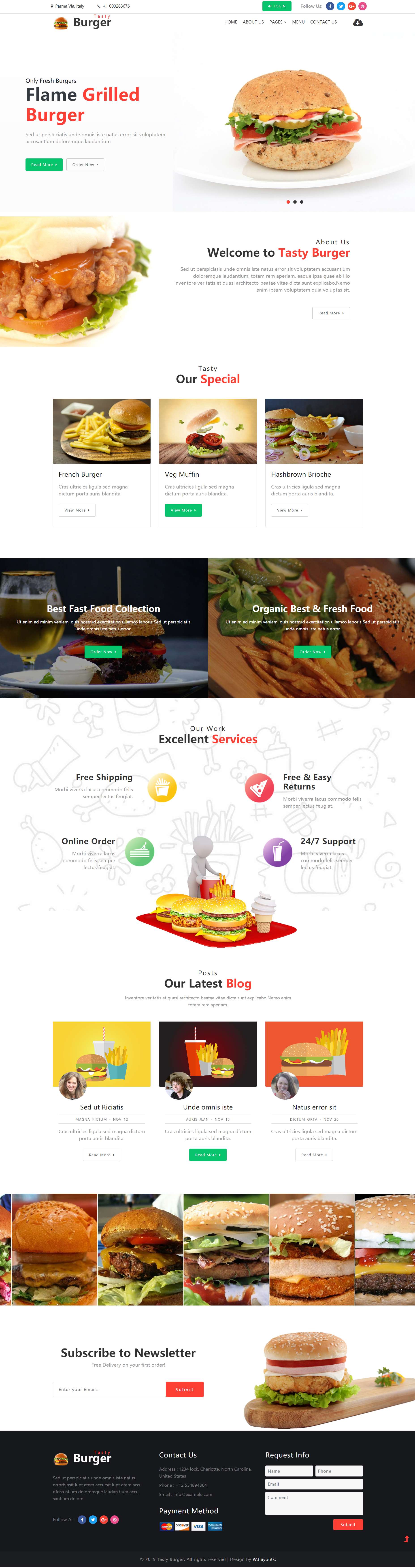 绿色宽屏风格响应式美味汉堡网页模板