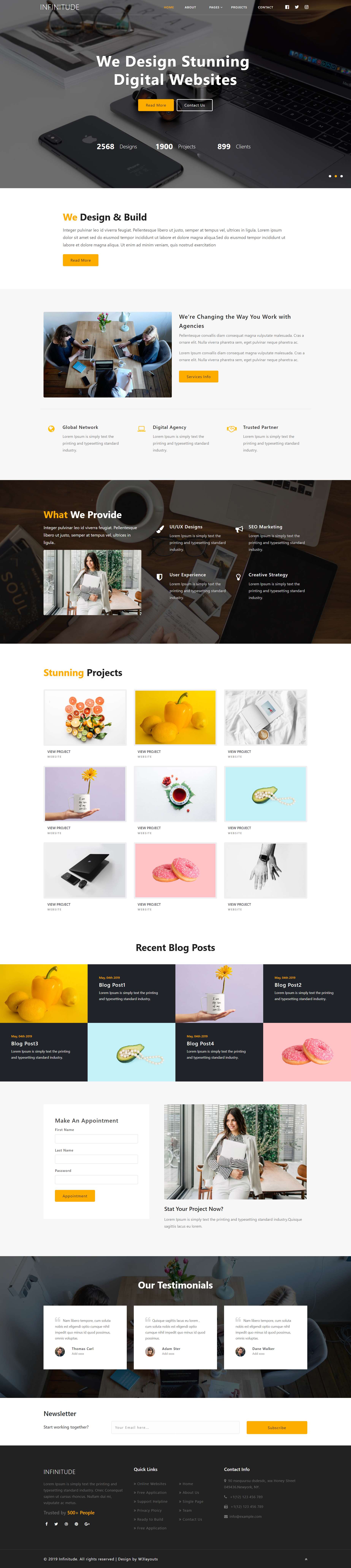 黄色欧美风格响应式WEB设计网页模板
