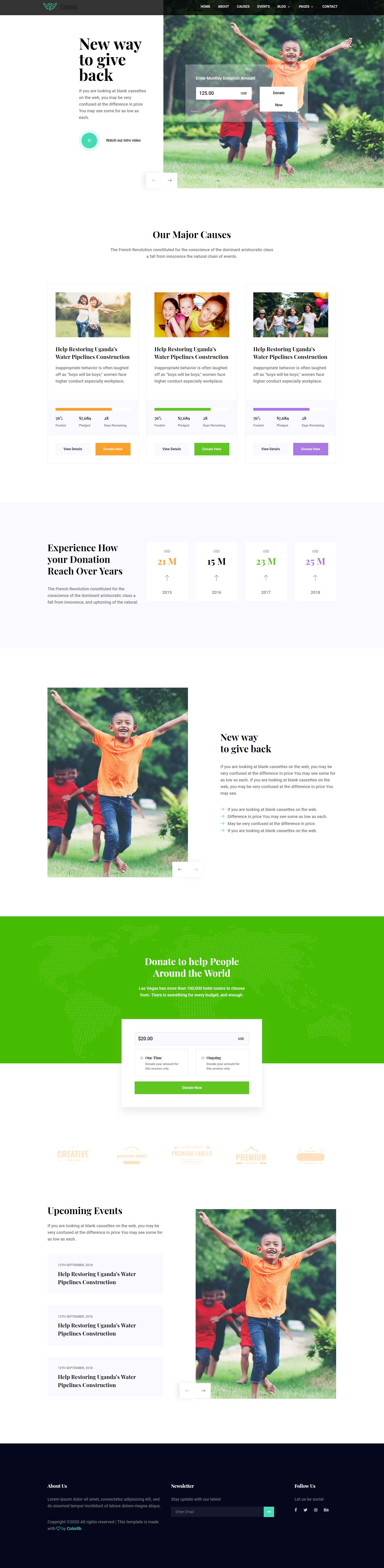 bootstrap绿色欧美样式儿童教育捐赠网页模板代码下载