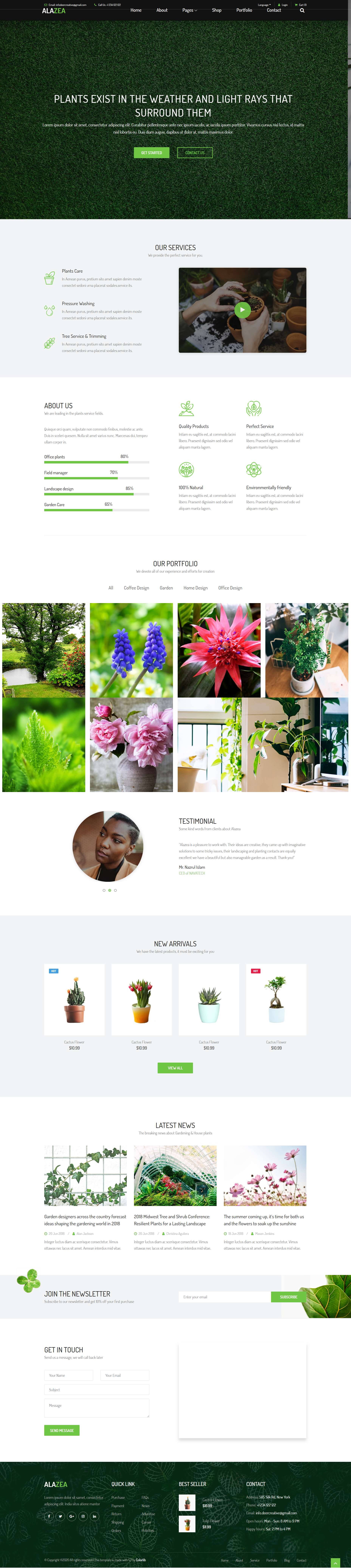HTML5绿色简洁样式盆栽花卉网页模板代码下载