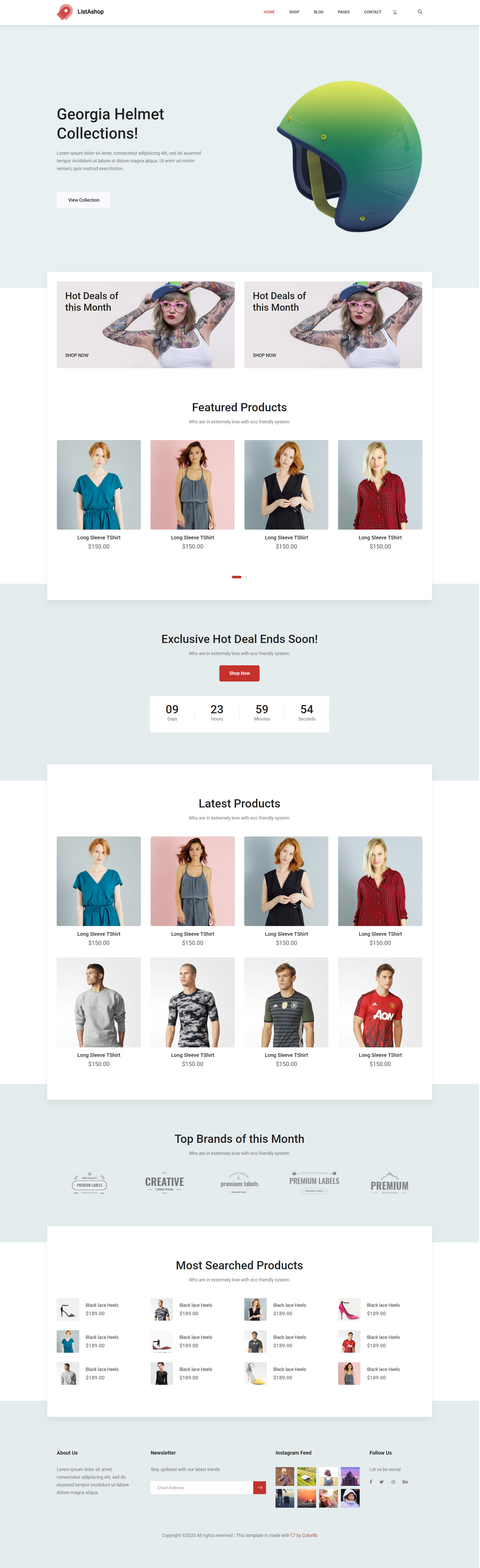 HTML红色欧美形式购物清单商店网页模板代码