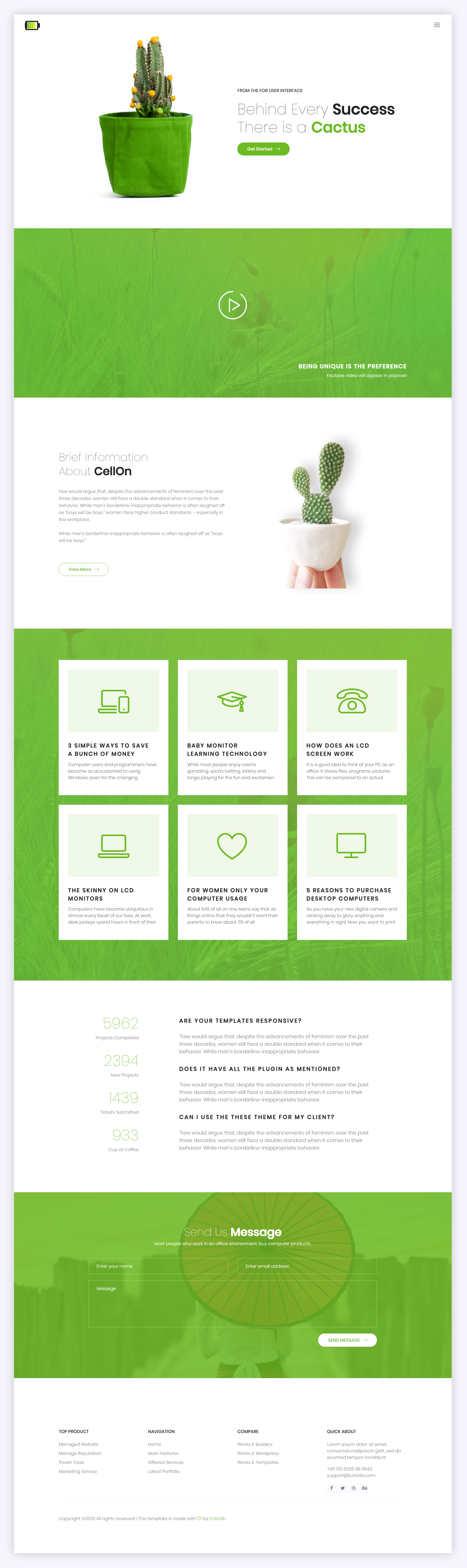 绿色简洁风格响应式仙人掌资讯网页模板