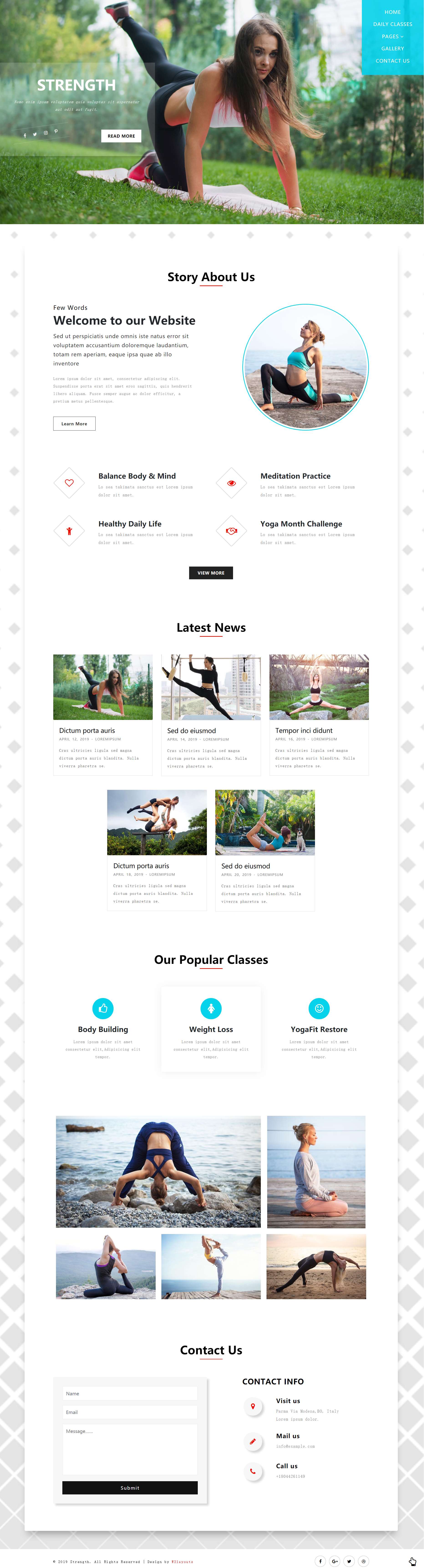 HTML5蓝色宽屏样式瑜伽展示网页模板代码下载