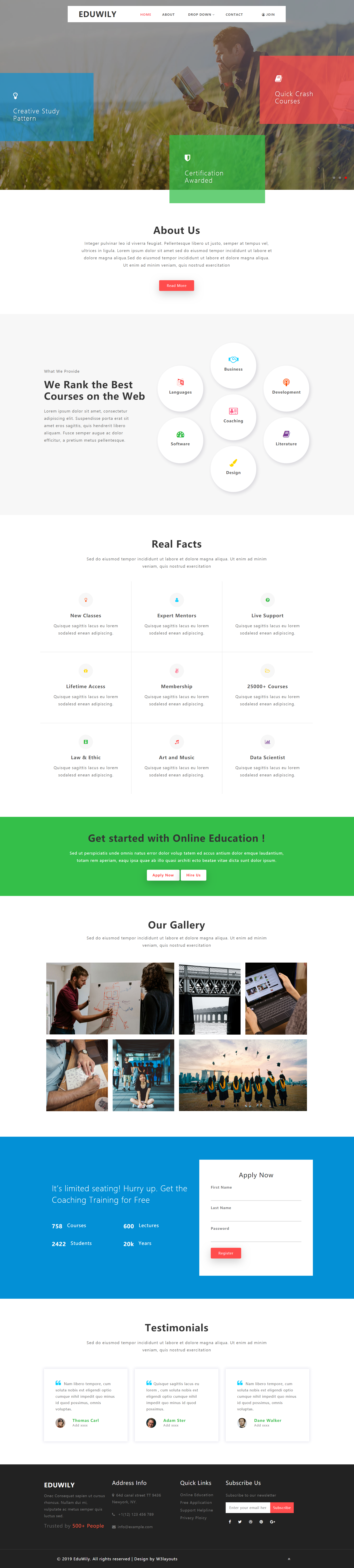 红色简洁风格响应式教育服务网页模板