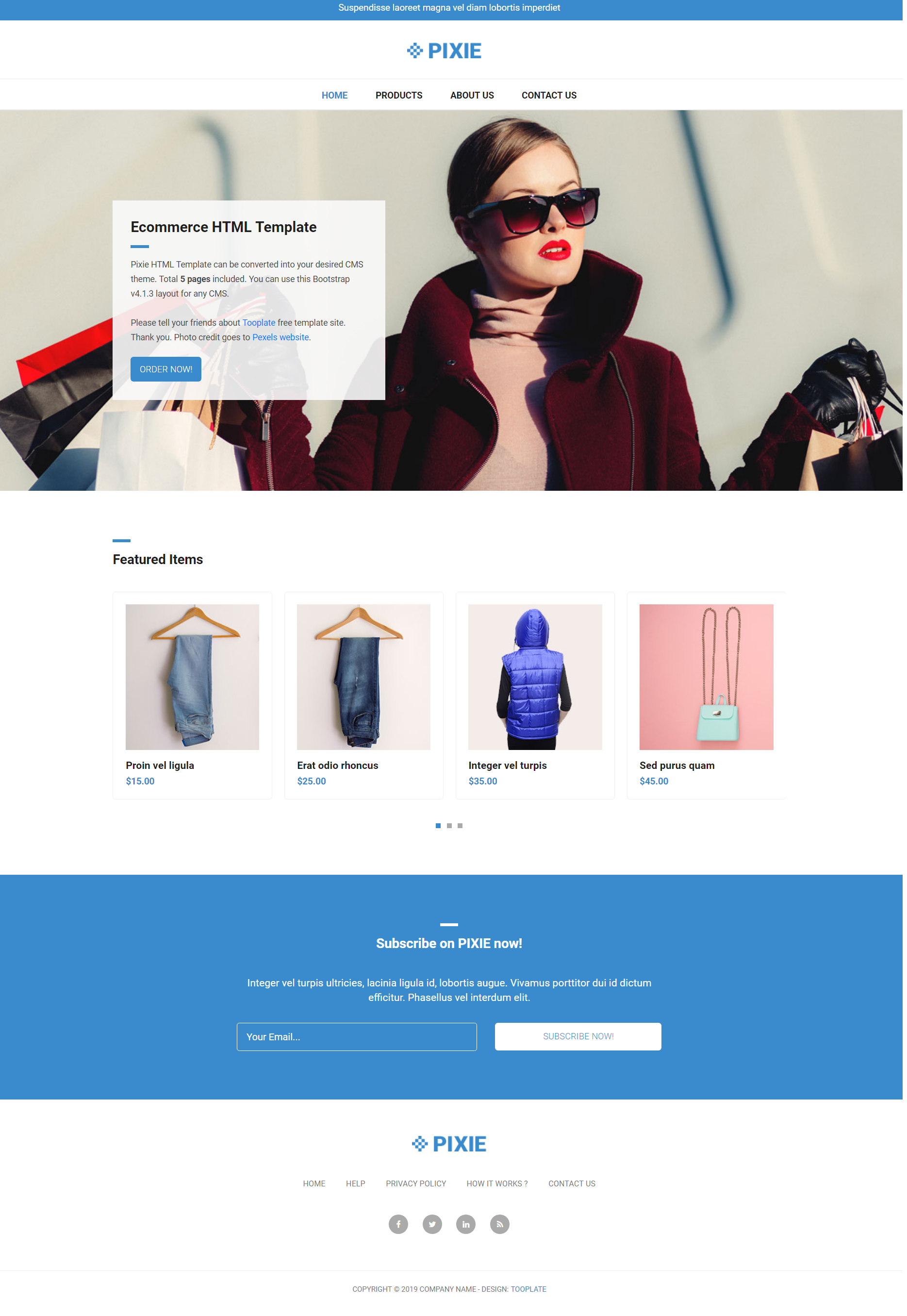 bootstrap蓝色欧美样式服饰商城网页模板代码下载