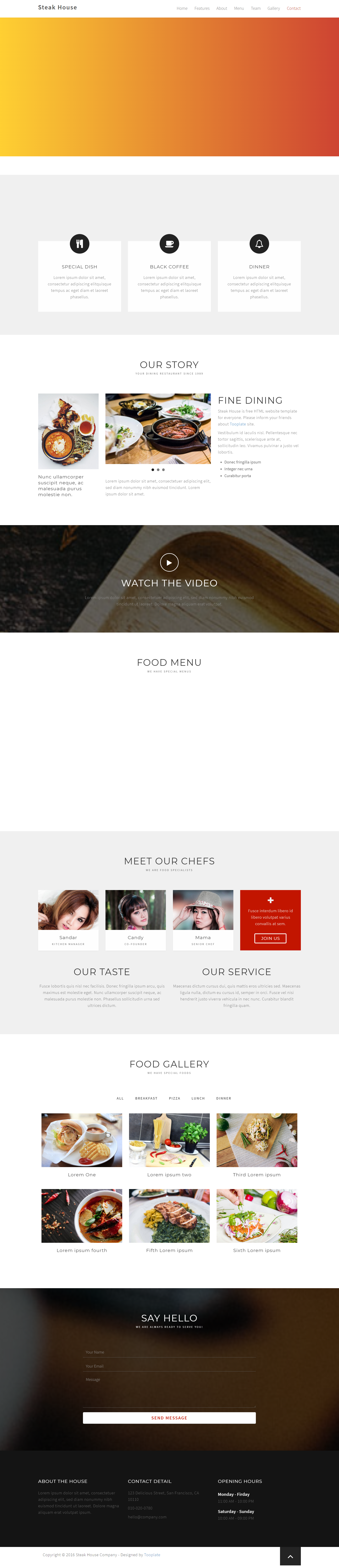 HTML5红色宽屏样式牛排西餐厅网页模板代码下载