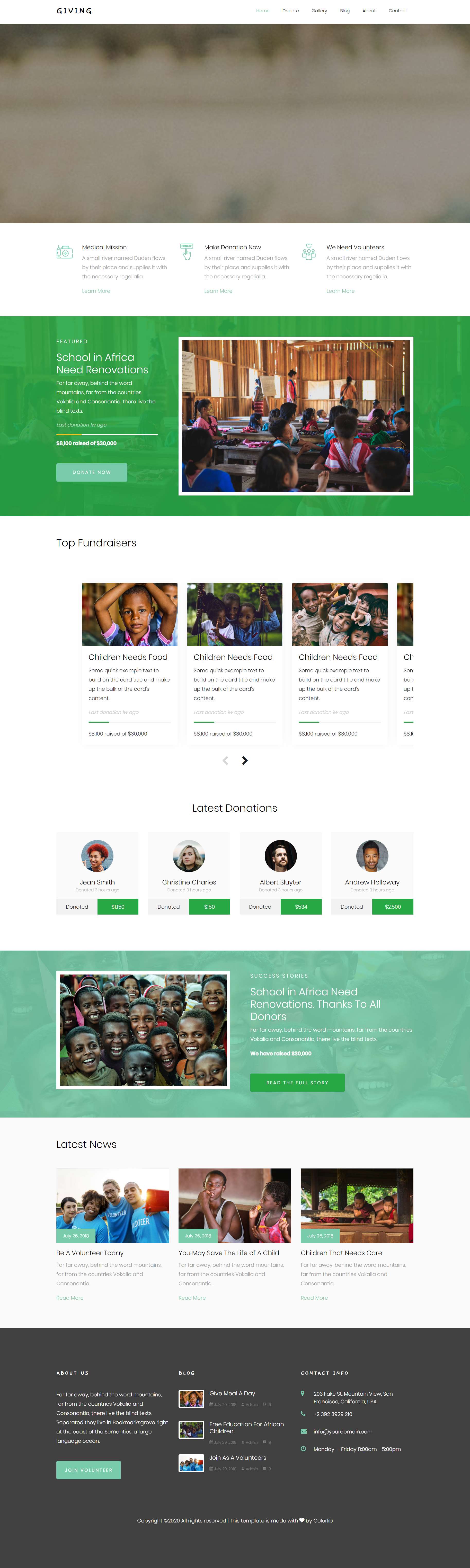 HTML绿色大气形式国际扶贫公益网页模板代码
