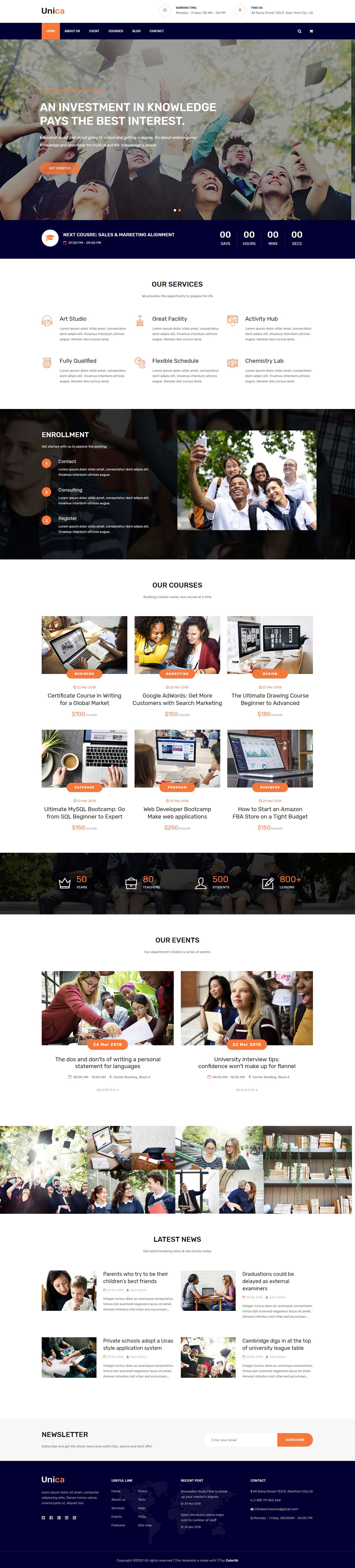 HTML5橙色宽屏样式就业技能培训网页模板代码下载