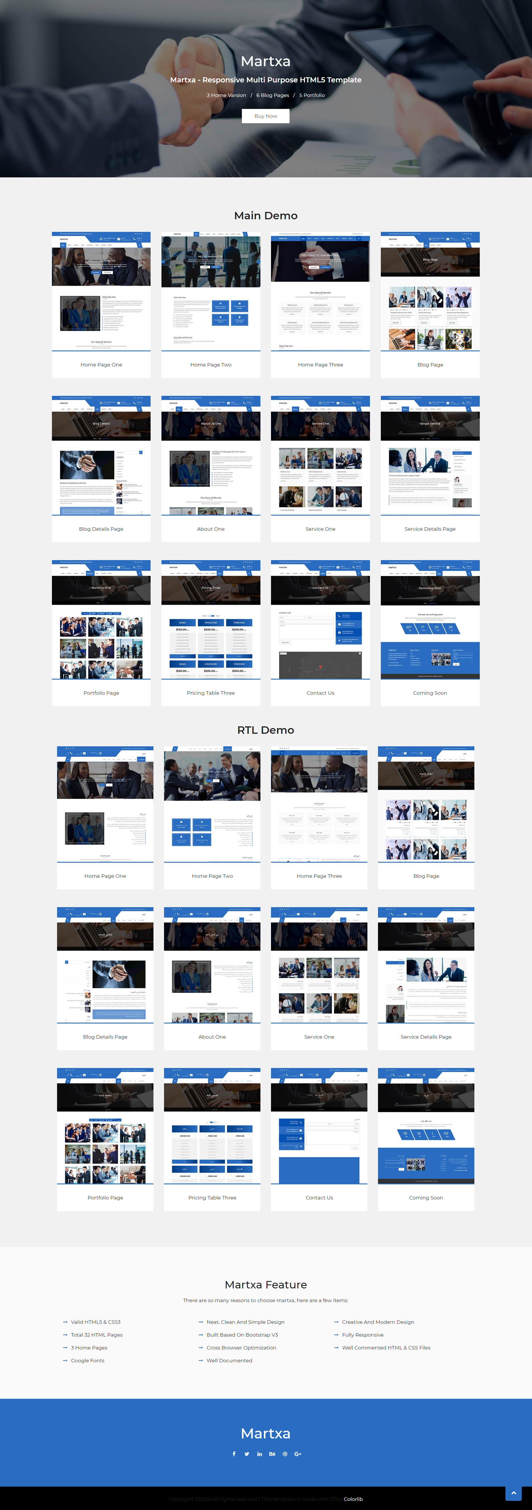 蓝色欧美风格响应式商业活动网页模板
