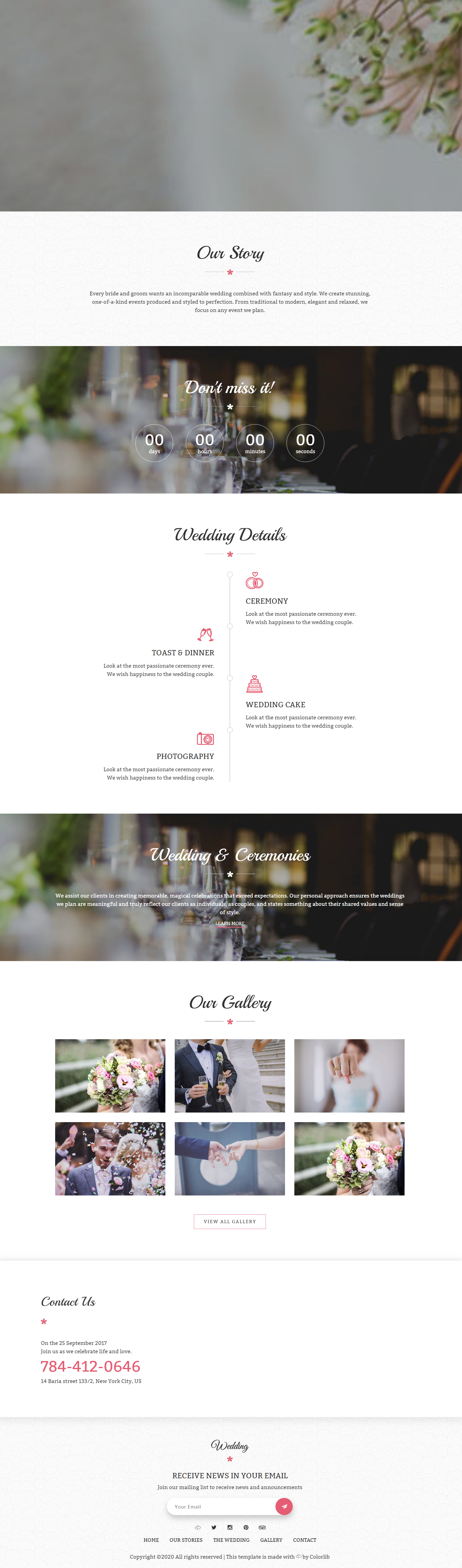 HTML红色大气形式婚礼活动流程网页模板代码