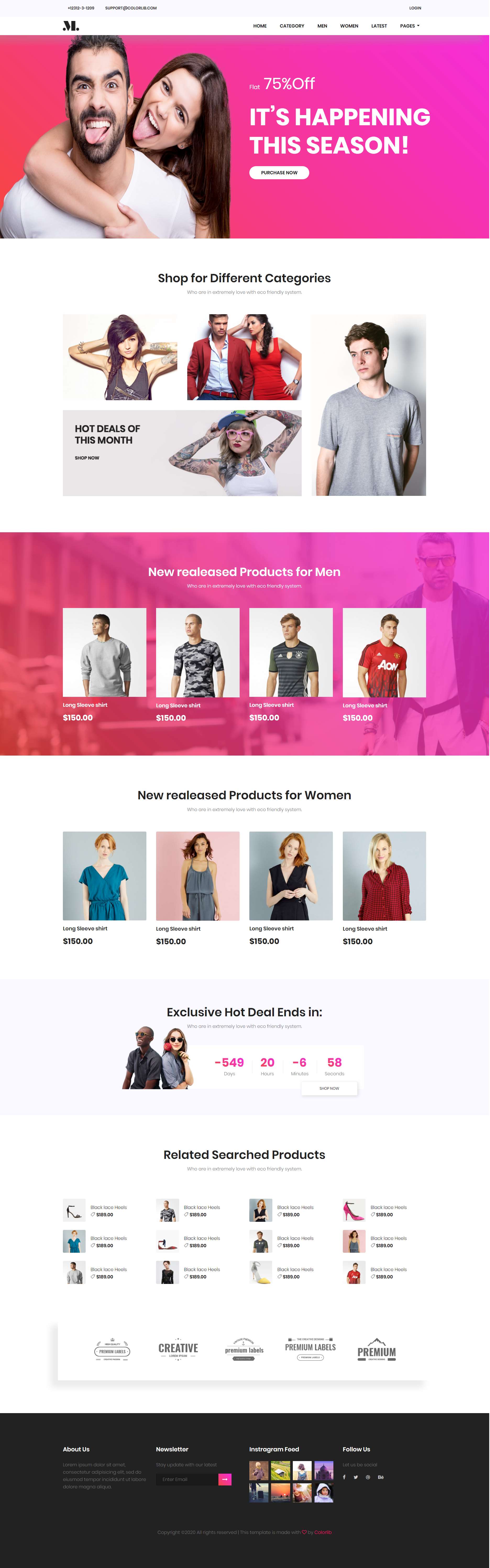 粉色简洁形式pc+wap时尚服饰促销网页模板代码