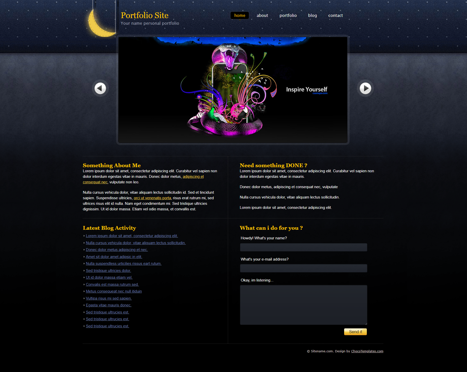 HTML黄色欧美形式月亮美梦主题网页模板代码