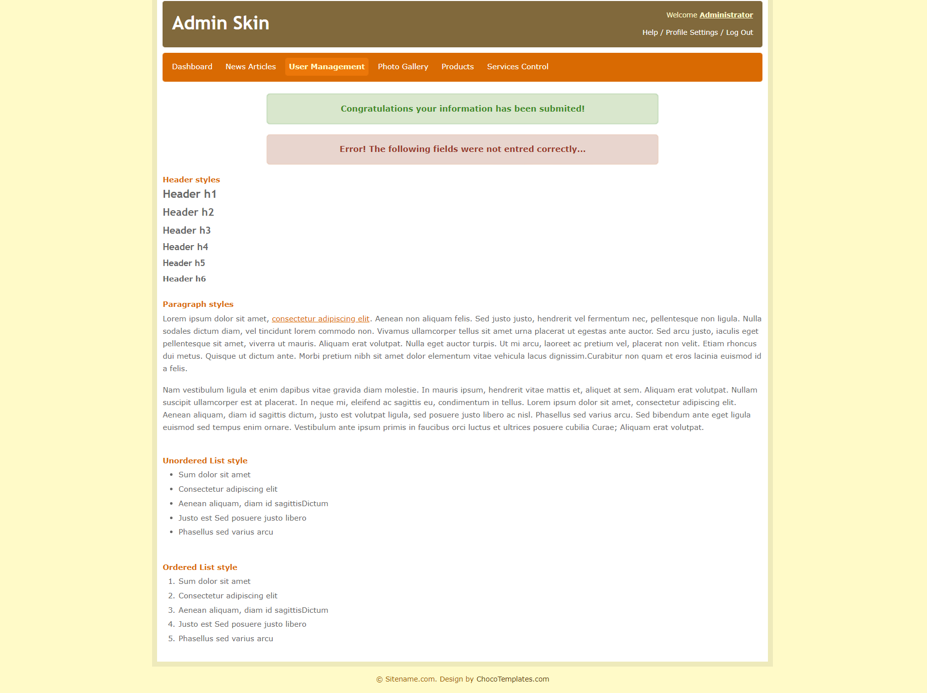 橙色欧美风格响应式用户管理后台网页模板