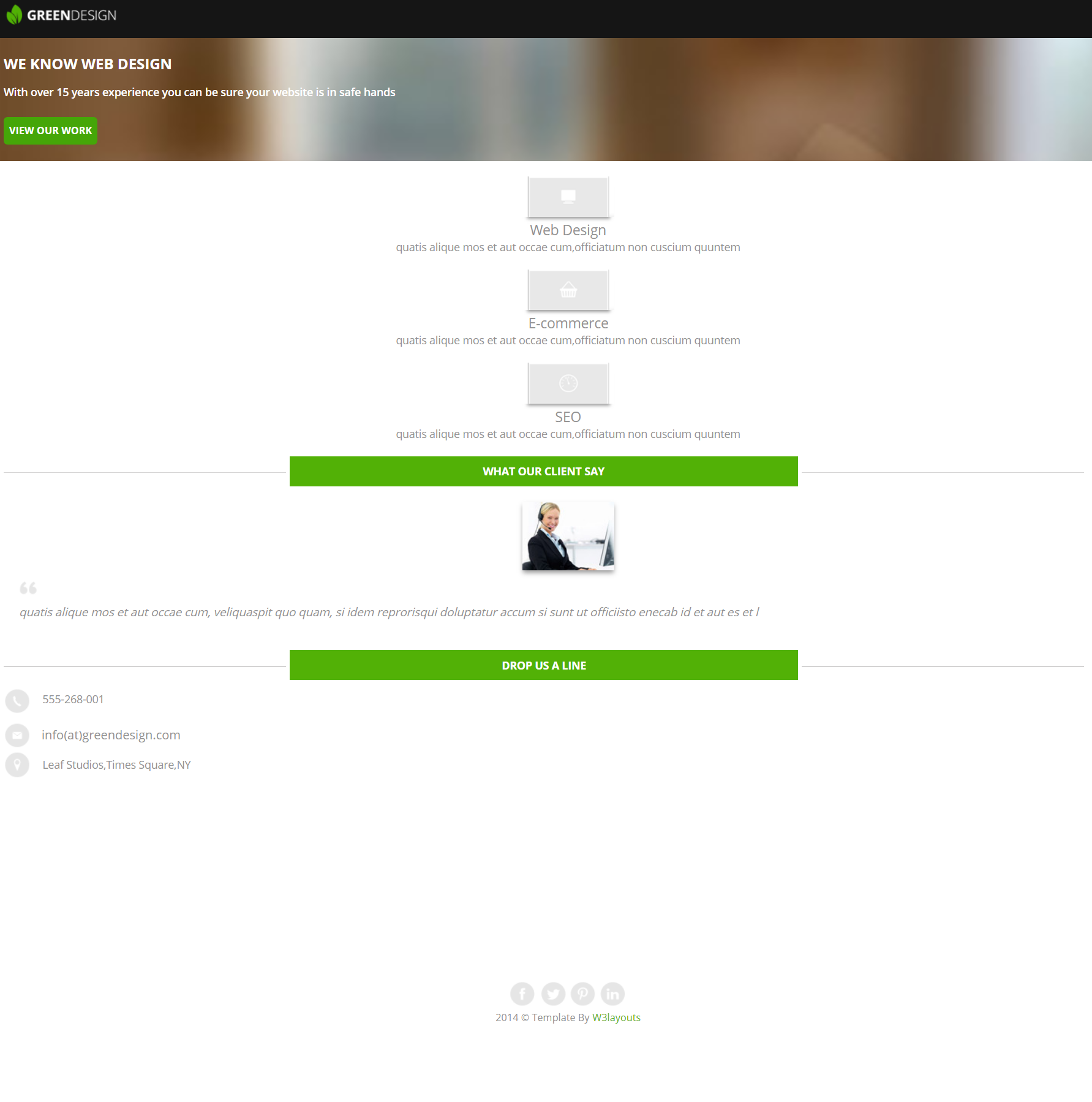 bootstrap绿色大气样式设计工作室网页模板