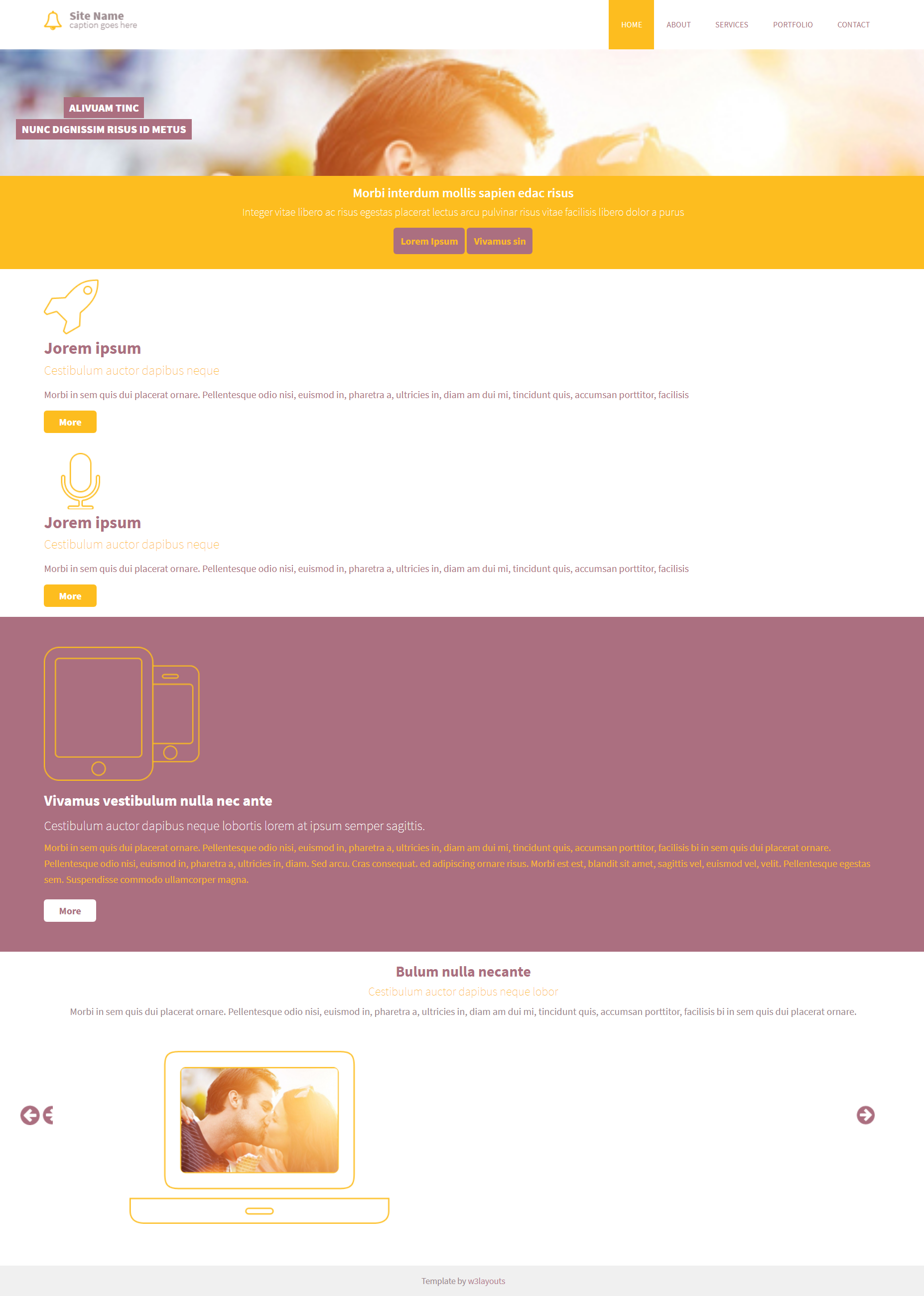 HTML黄色大气形式移动设备信息网页模板代码