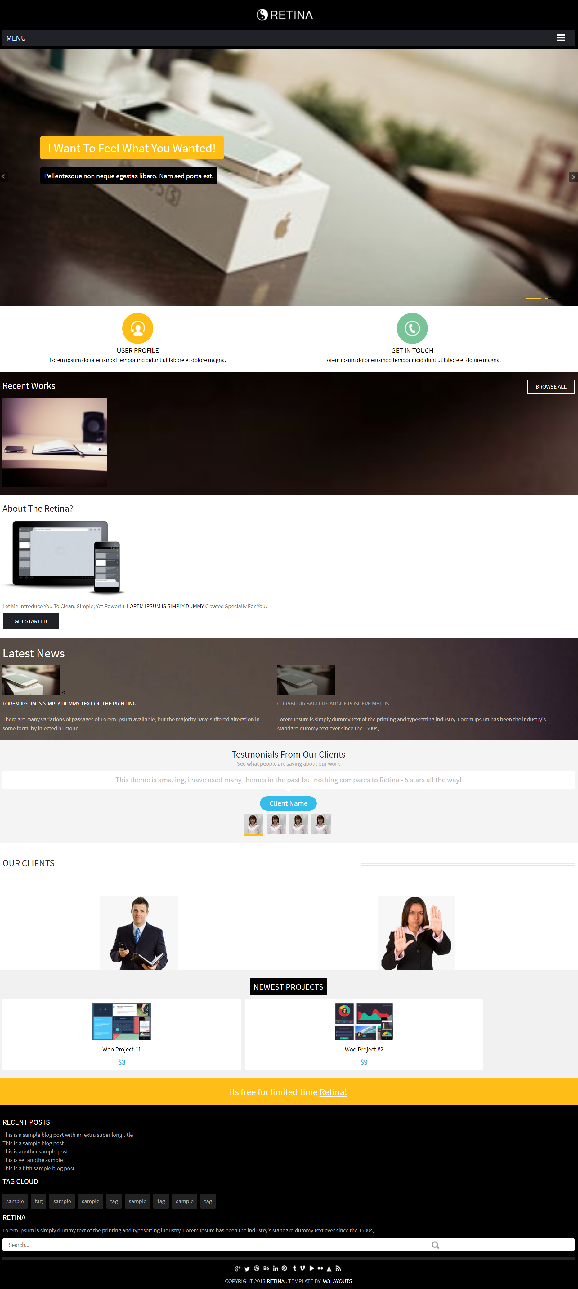 黑色欧美风格响应式屏幕产品信息网页模板