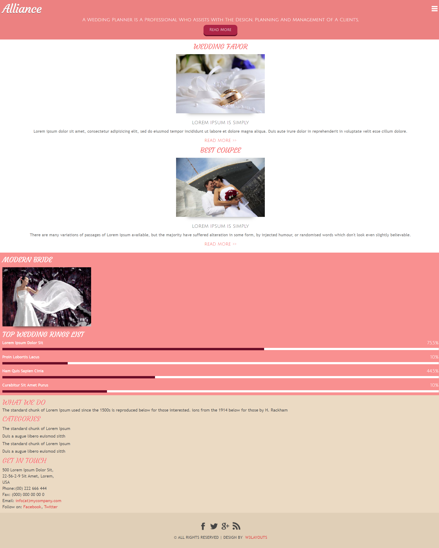 红色简洁风格响应式婚庆策划网页模板