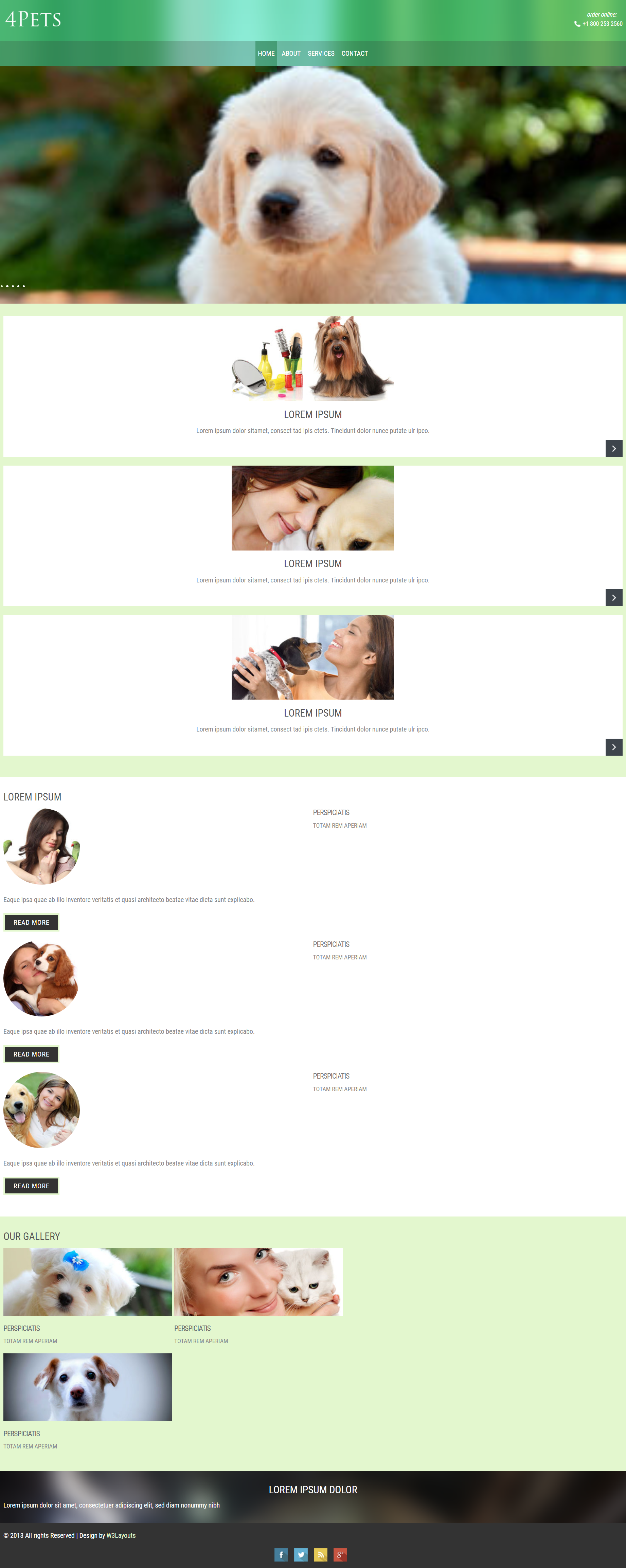 绿色简洁形式pc+wap宠物美容中心网页模板代码