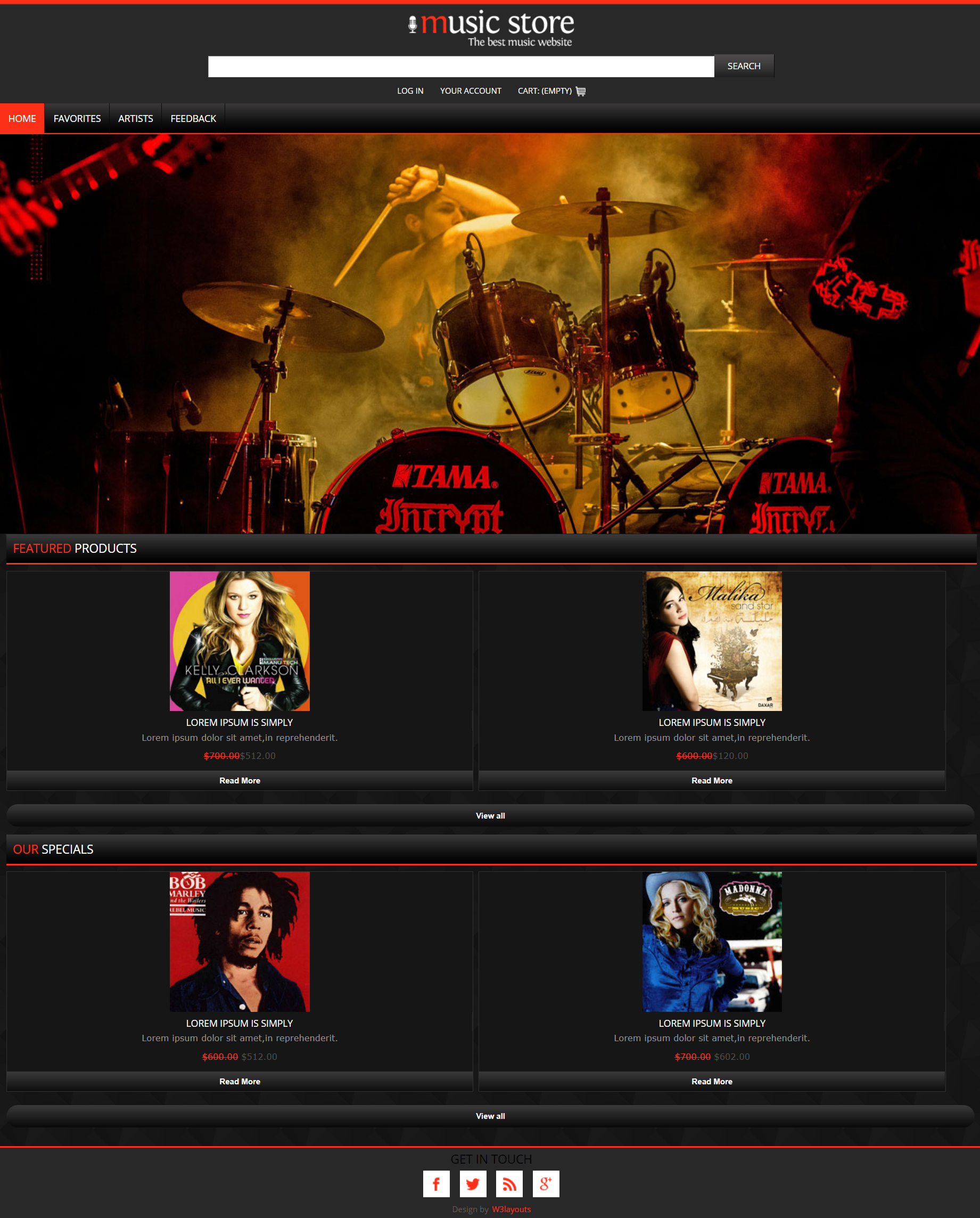 HTML5红色宽屏样式音乐CD网页模板代码下载