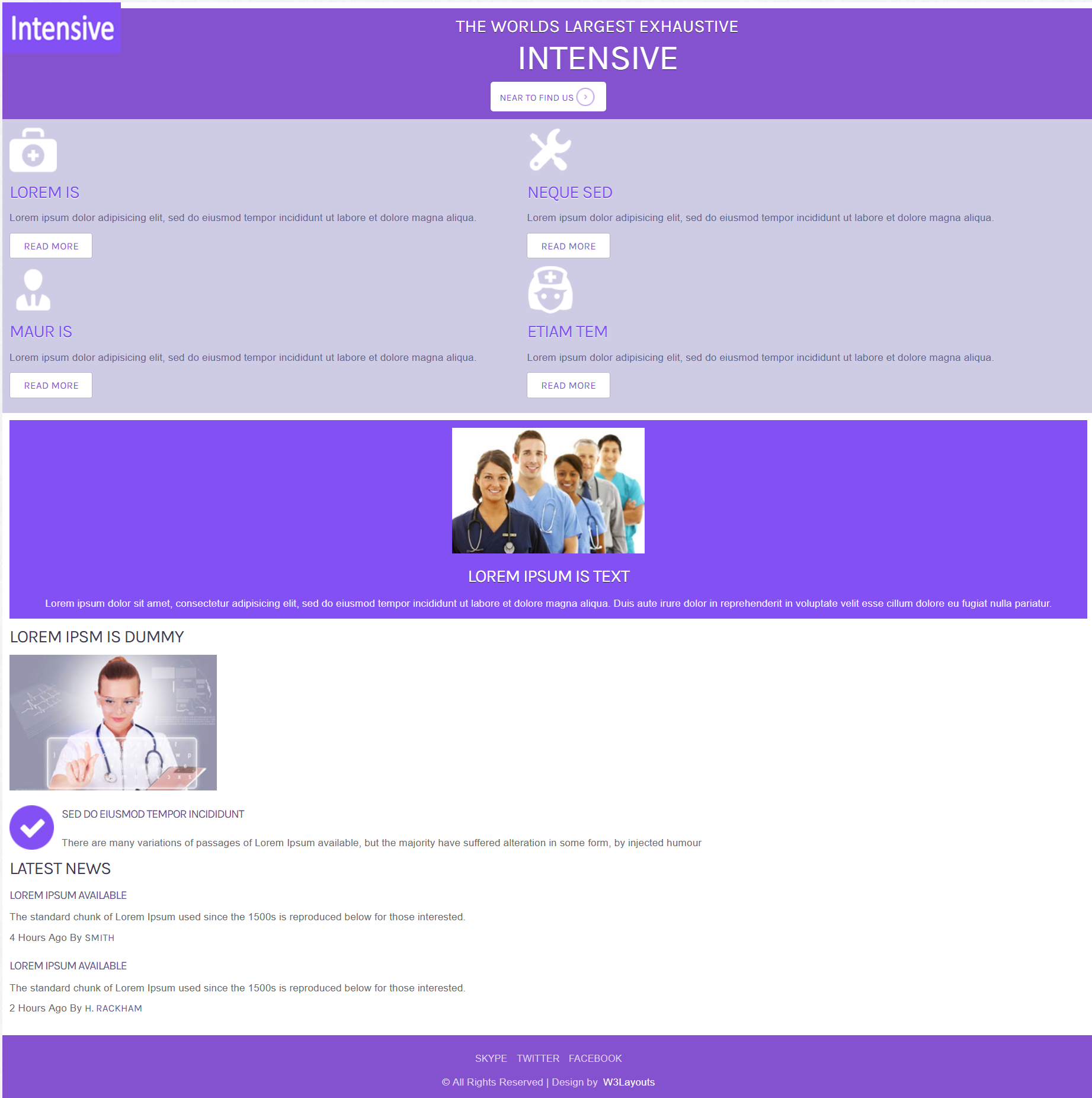 紫色简洁风格响应式医疗工具网页模板