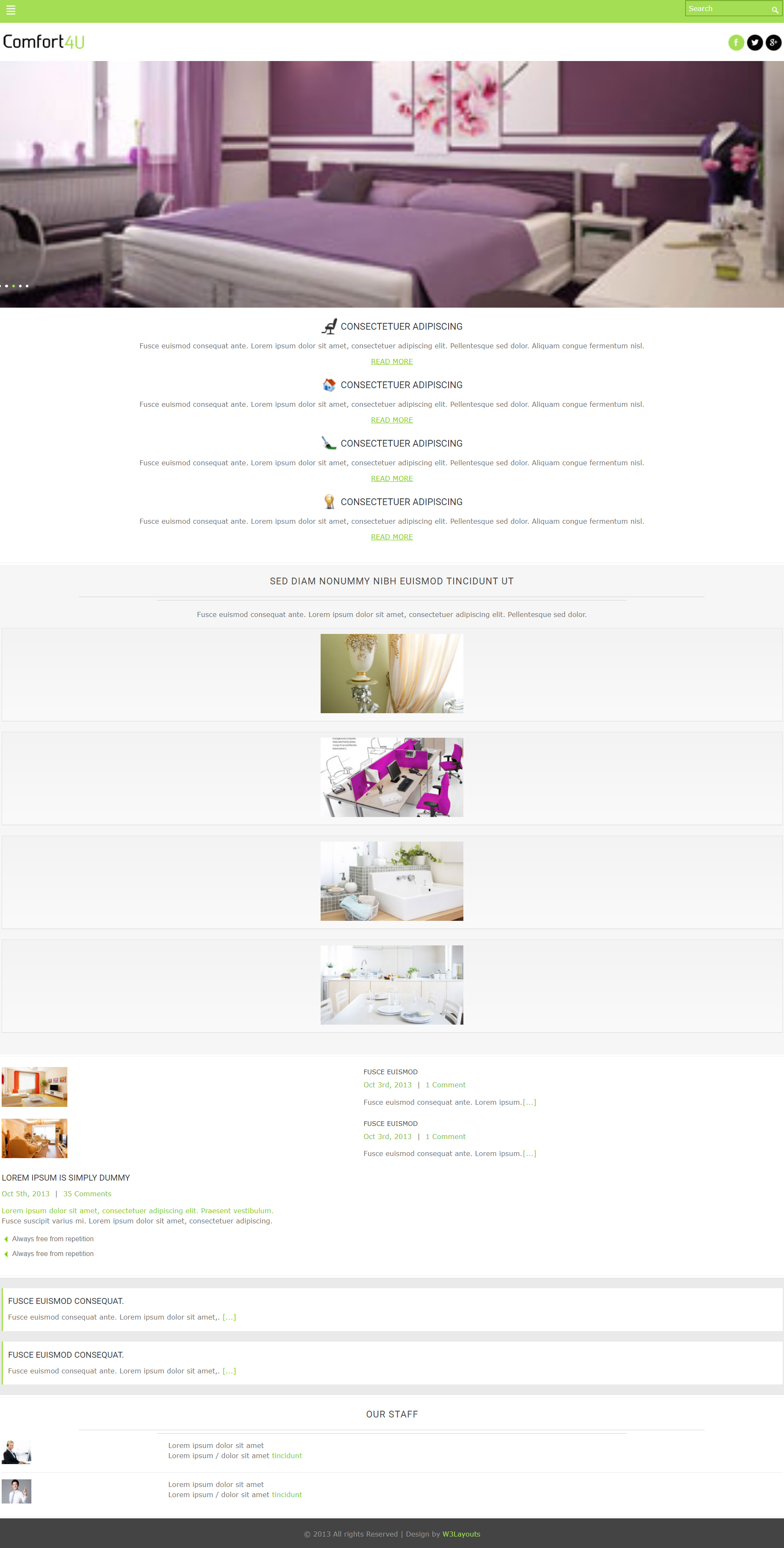 HTML绿色欧美形式舒适家居设计网页模板代码
