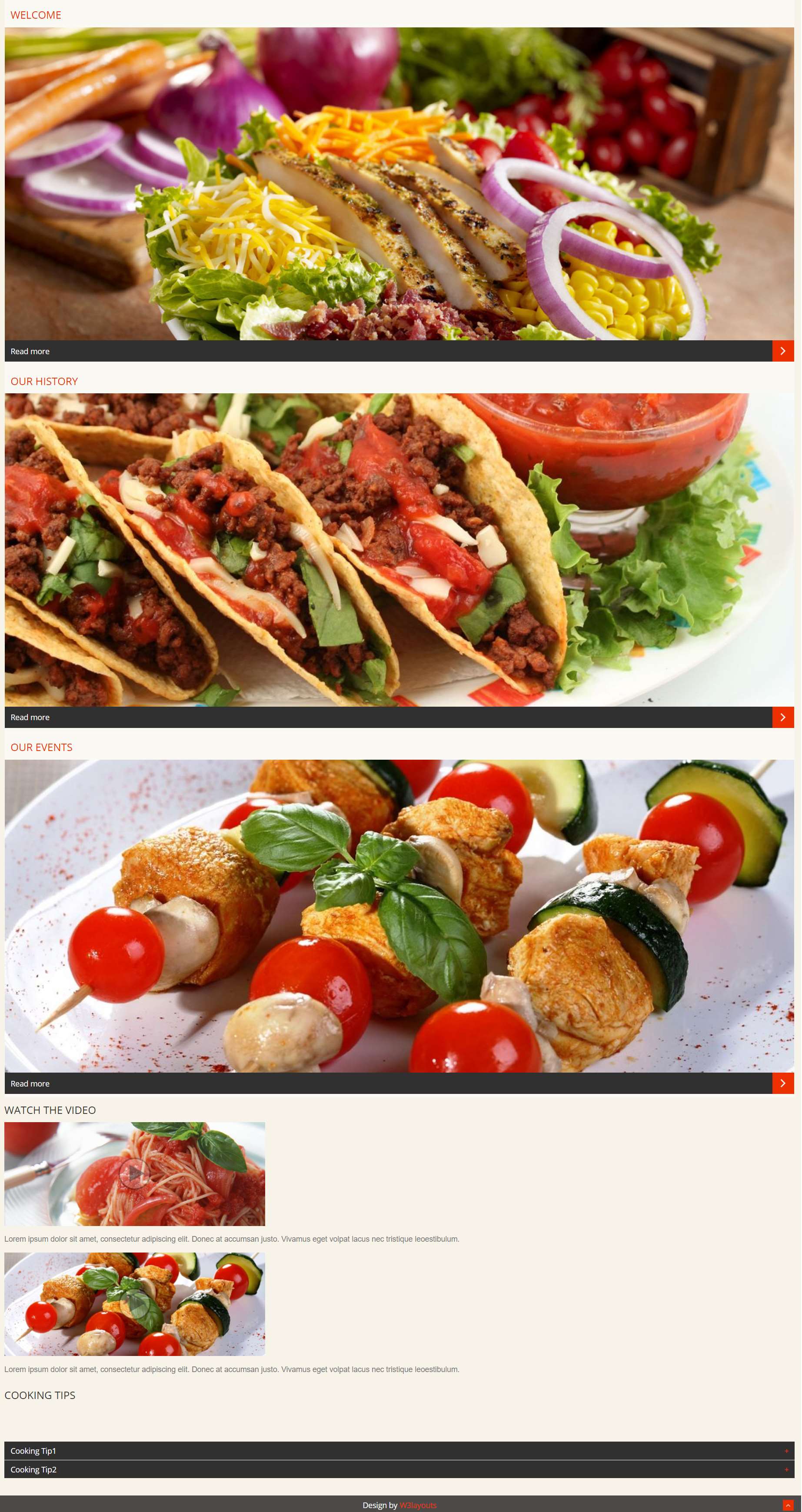 HTML5红色简洁样式烹饪调制美食网页模板代码下载