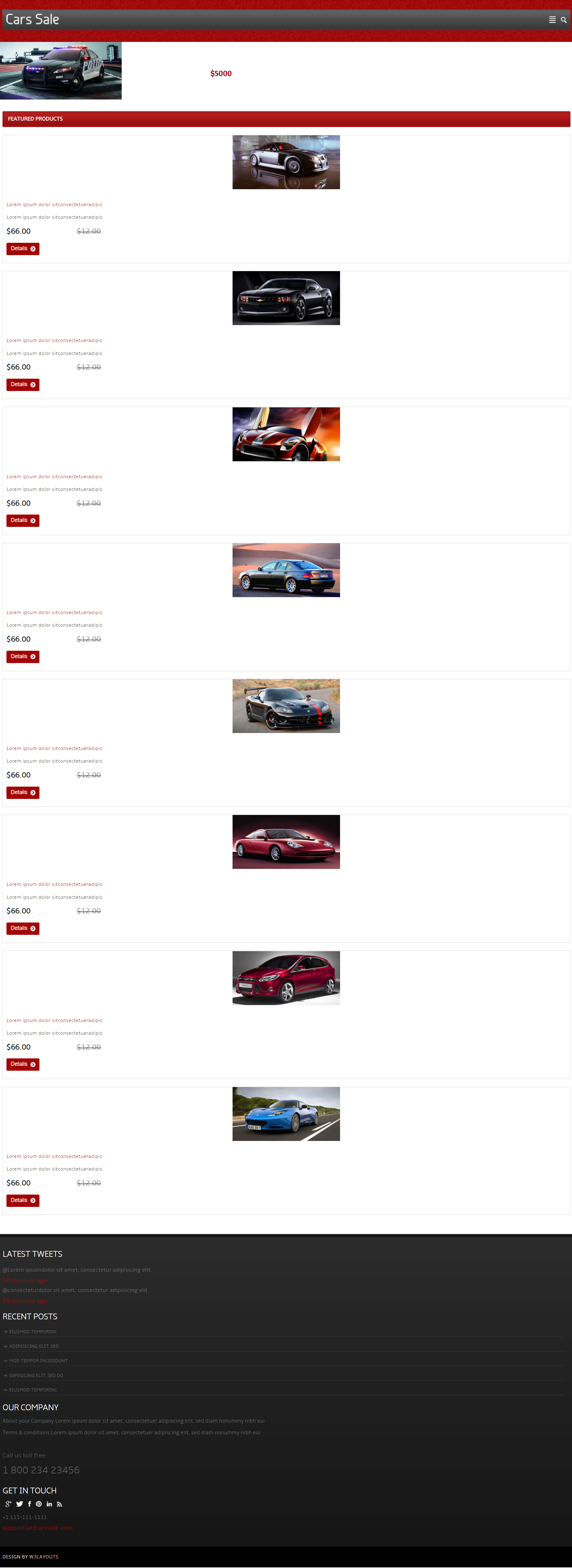 红色宽屏形式pc+wap汽车销售中心网页模板代码
