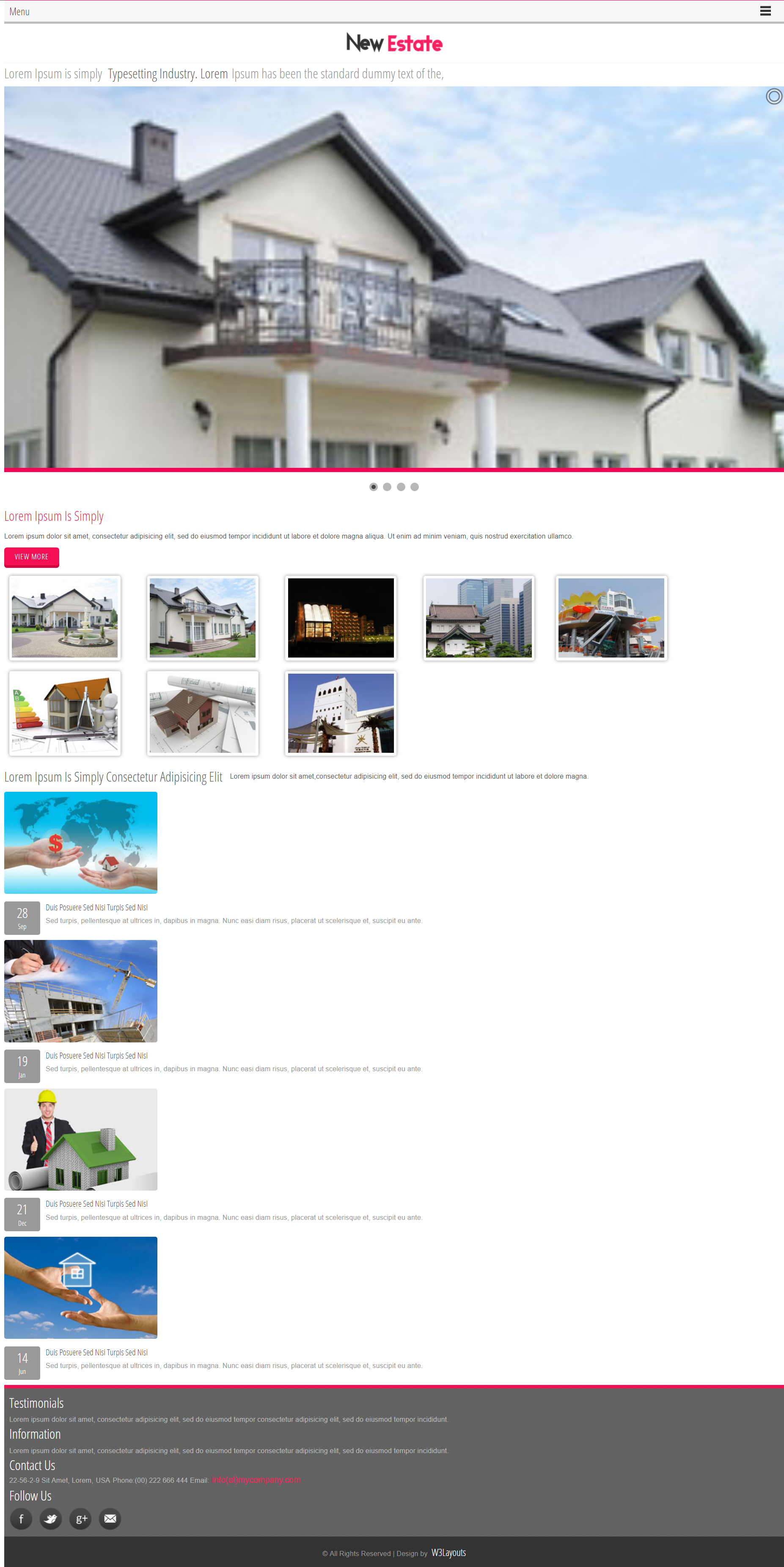 红色简洁风格响应式新房产建筑网页模板