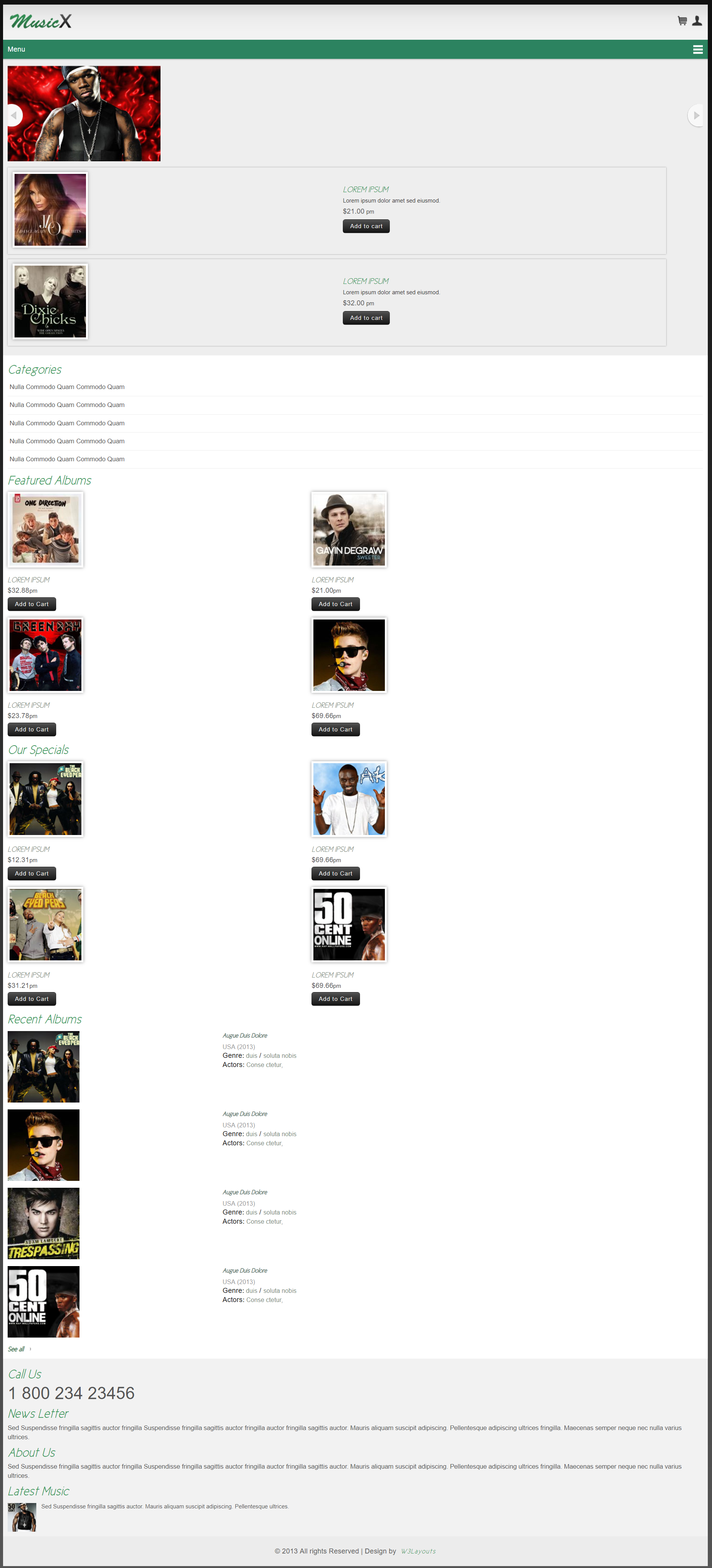 绿色简洁风格响应式音乐专辑商城网页模板