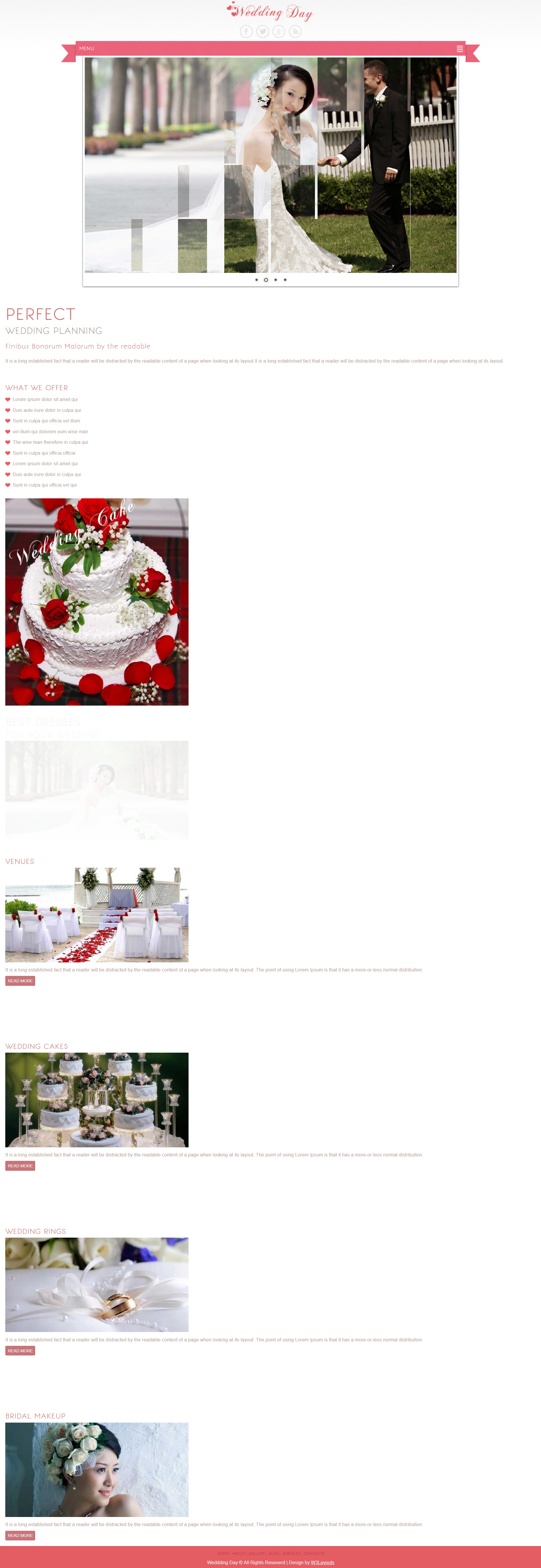 HTML5红色简洁样式甜蜜婚礼策划网页模板代码下载