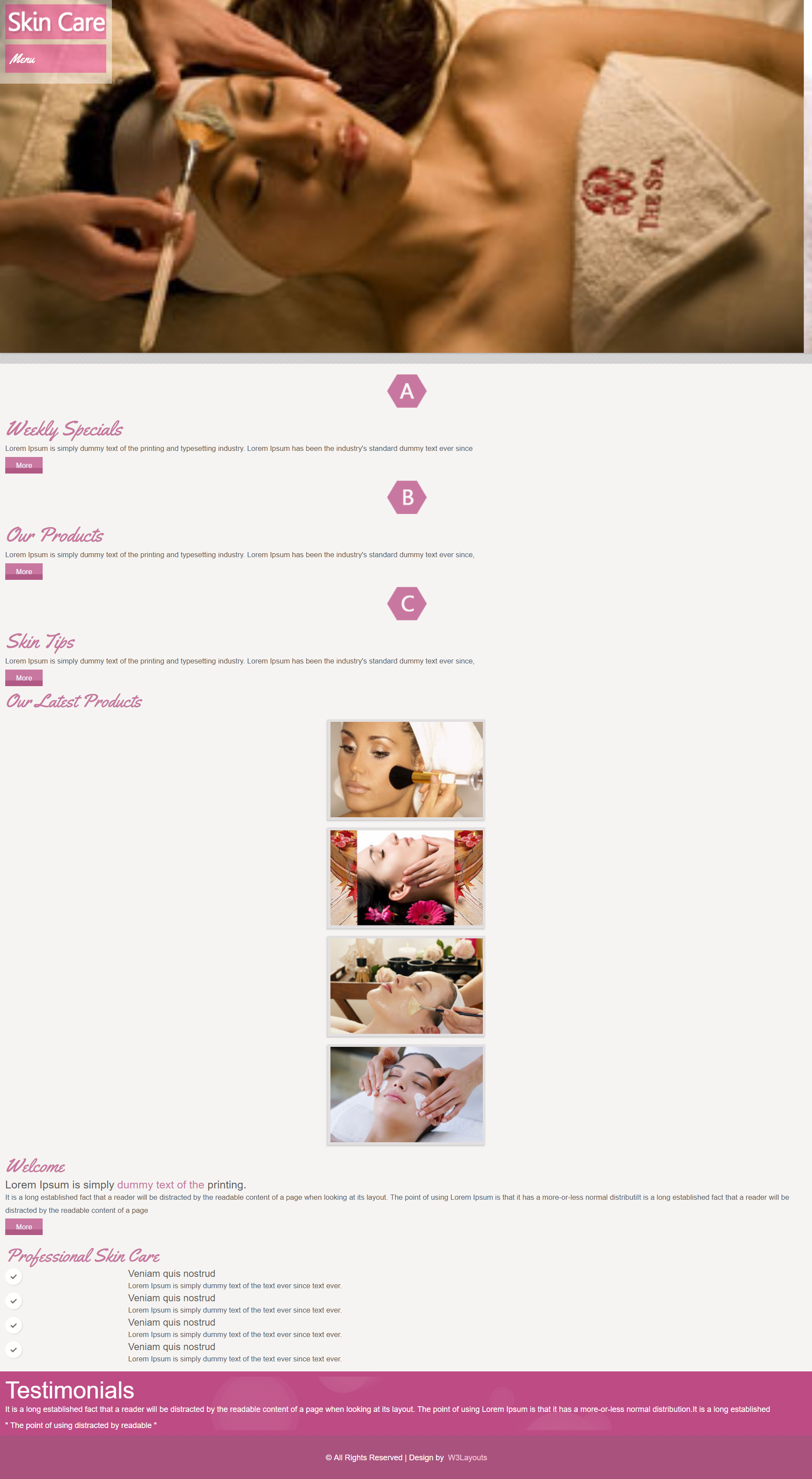 bootstrap粉色欧美样式美肤保养护理网页模板代码下载