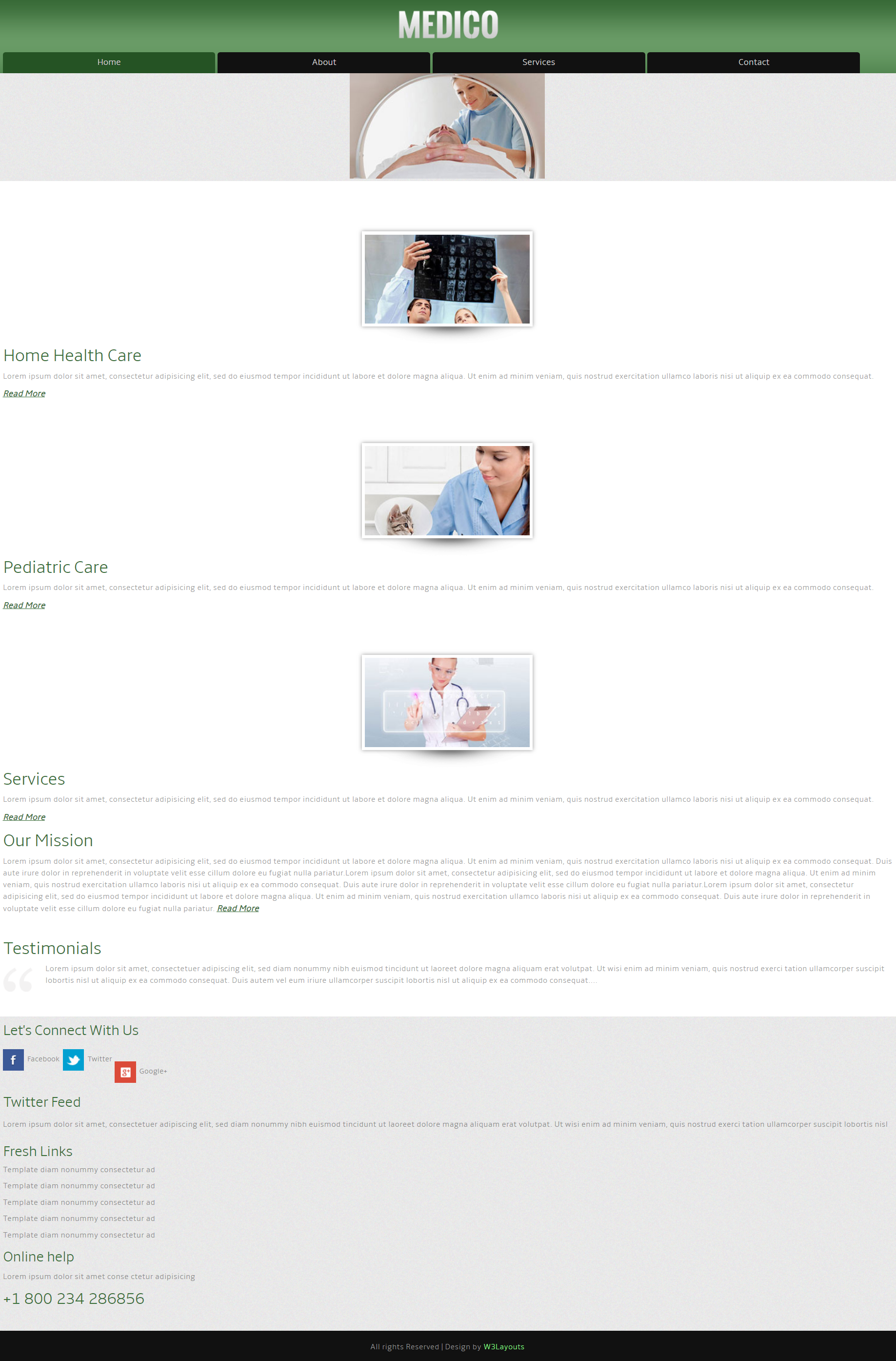 绿色宽屏风格响应式医疗服务动态网页模板
