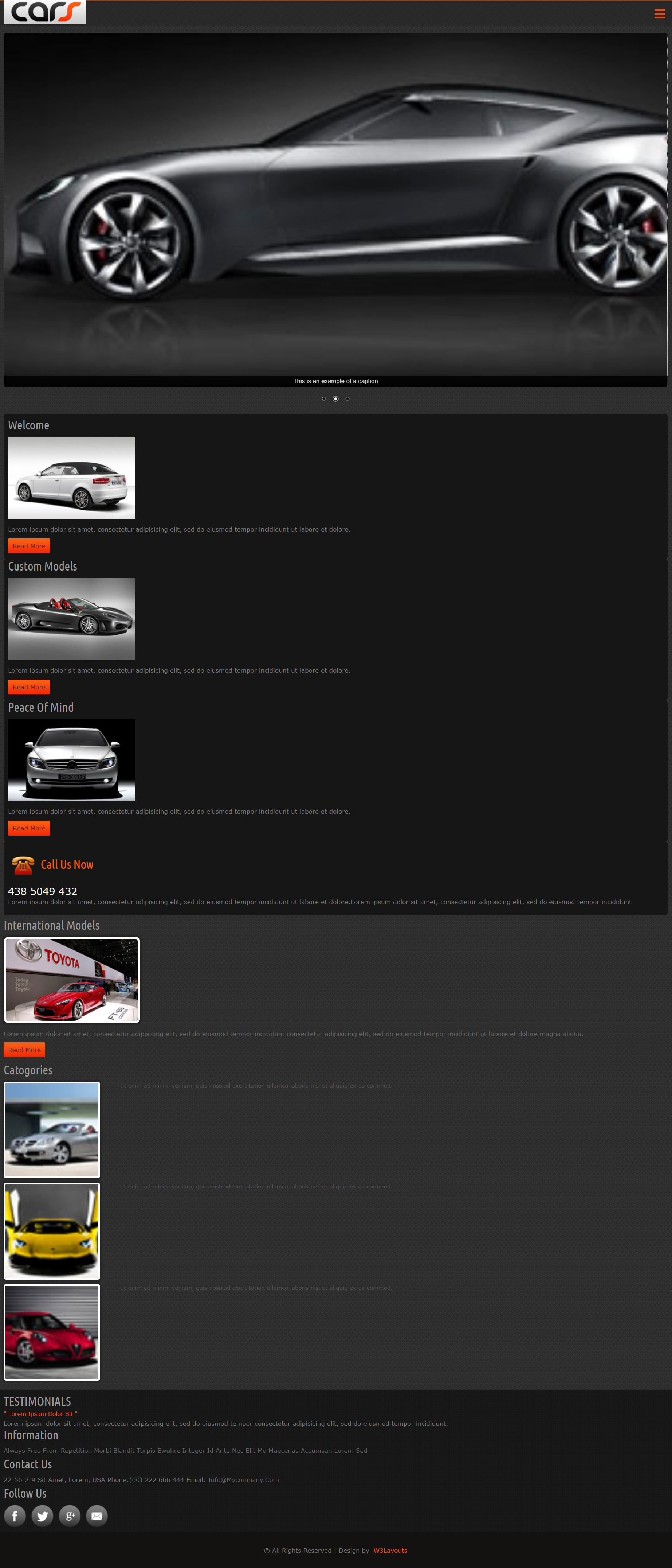 红色大气风格响应式概念汽车展示网页模板