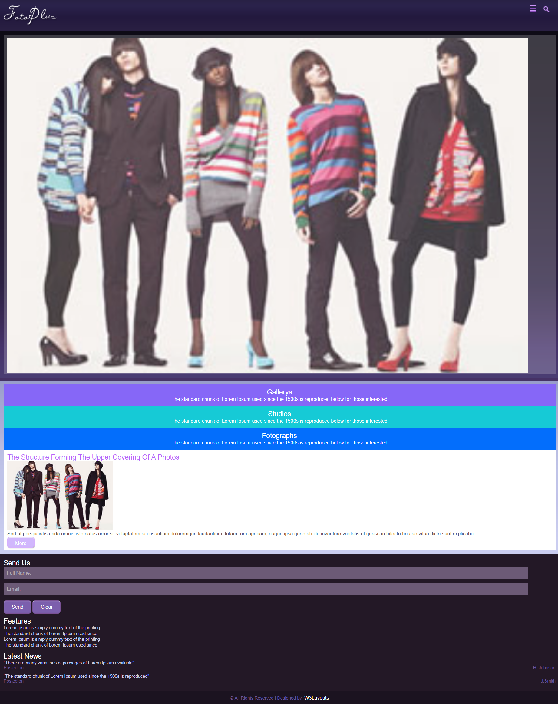 HTML5紫色简洁样式图片摄影网页模板代码下载