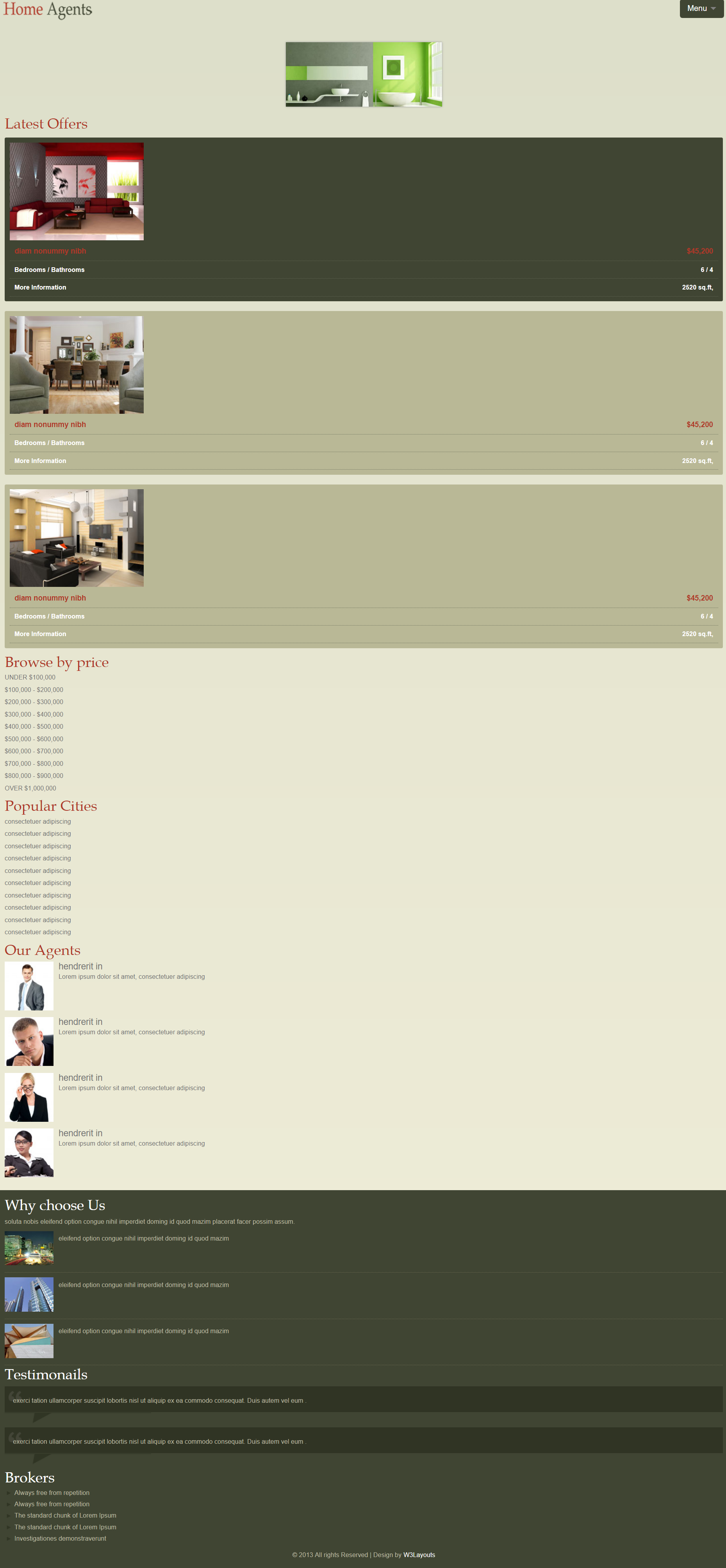 红色欧美风格响应式房产中介网页模板