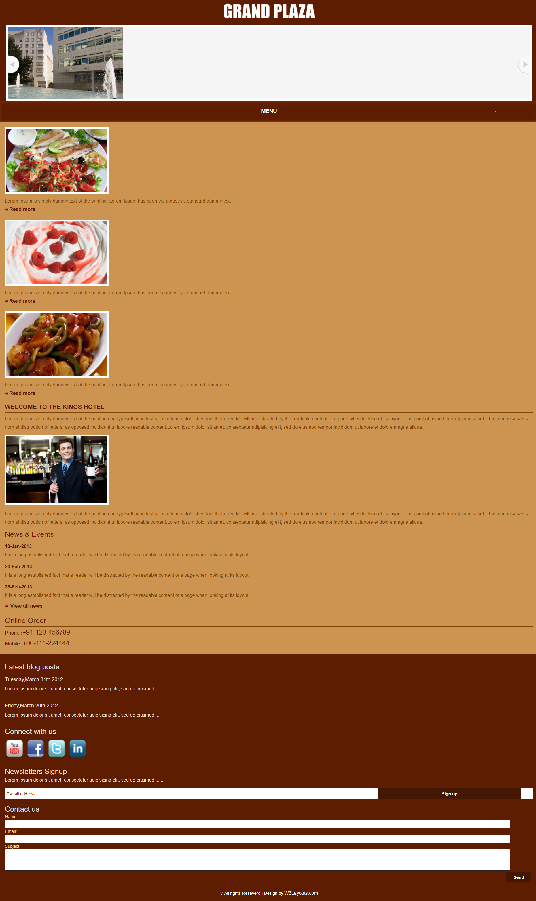 HTML5红色宽屏样式美食广场网页模板代码下载