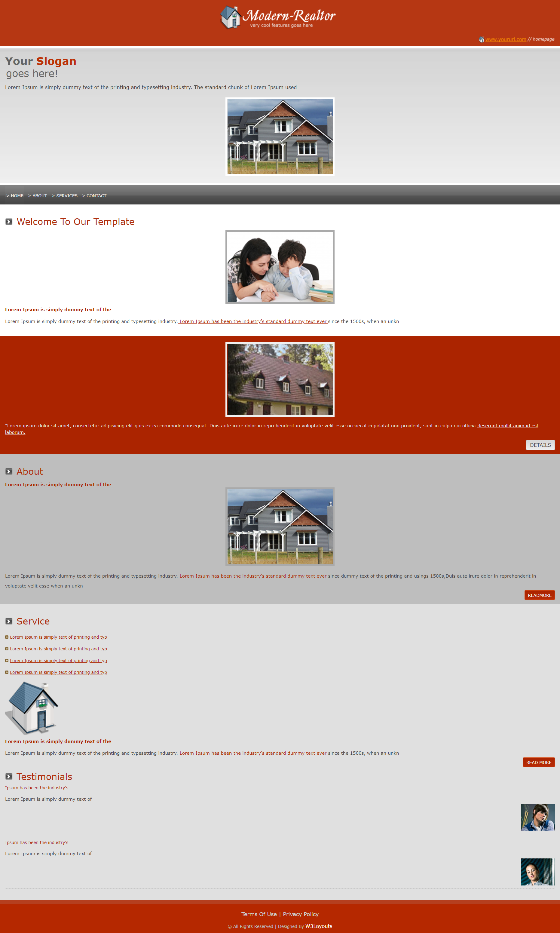 红色简洁风格响应式现代房地产网页模板