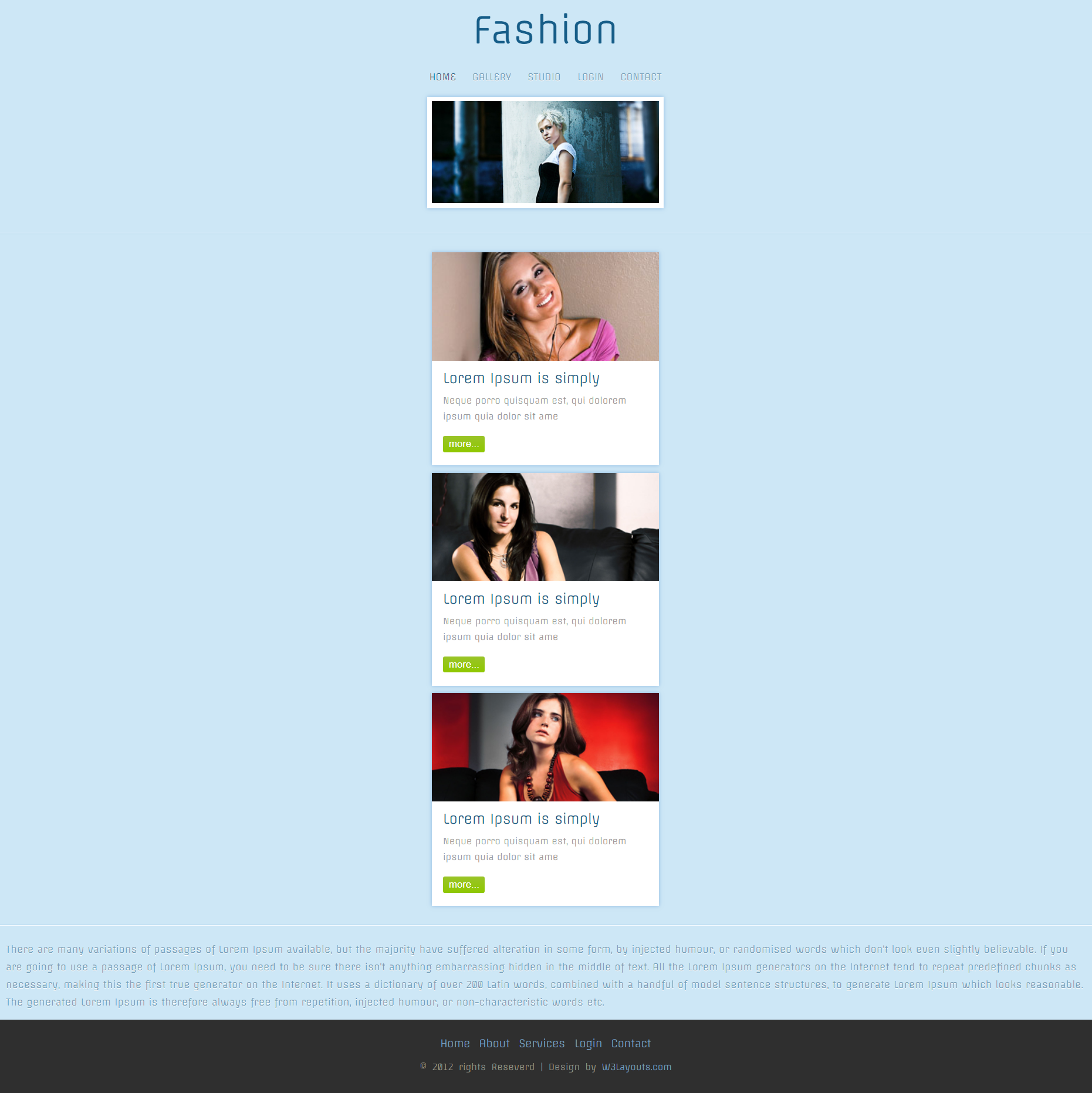 蓝色简洁风格响应式时尚作品展示网页模板