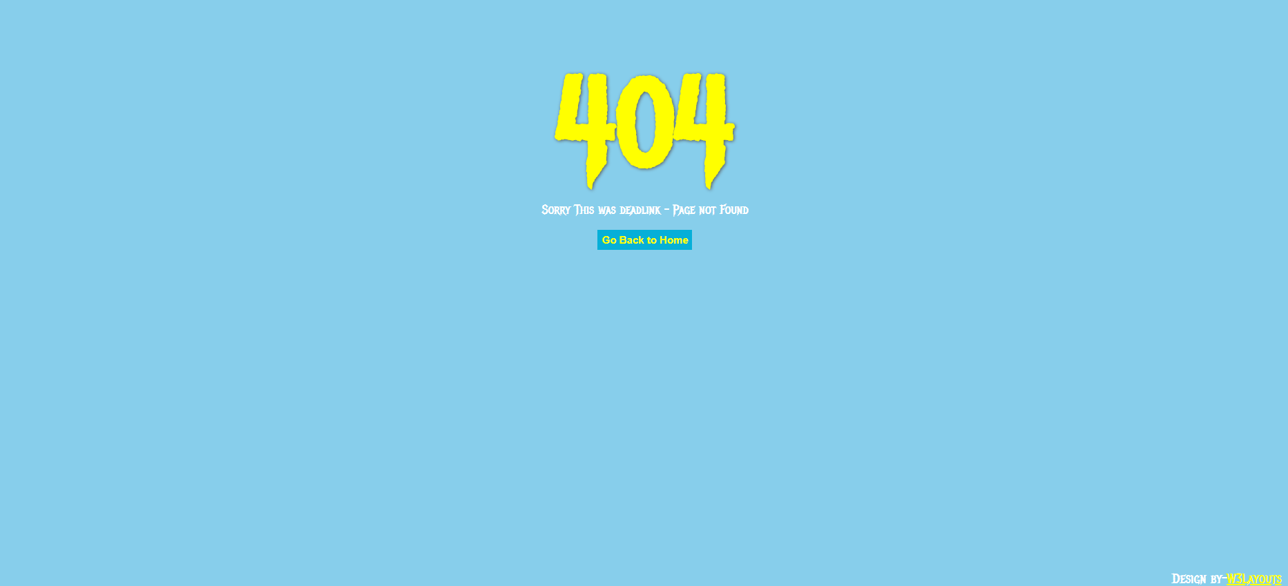 蓝色宽屏风格响应式404错误网页模板