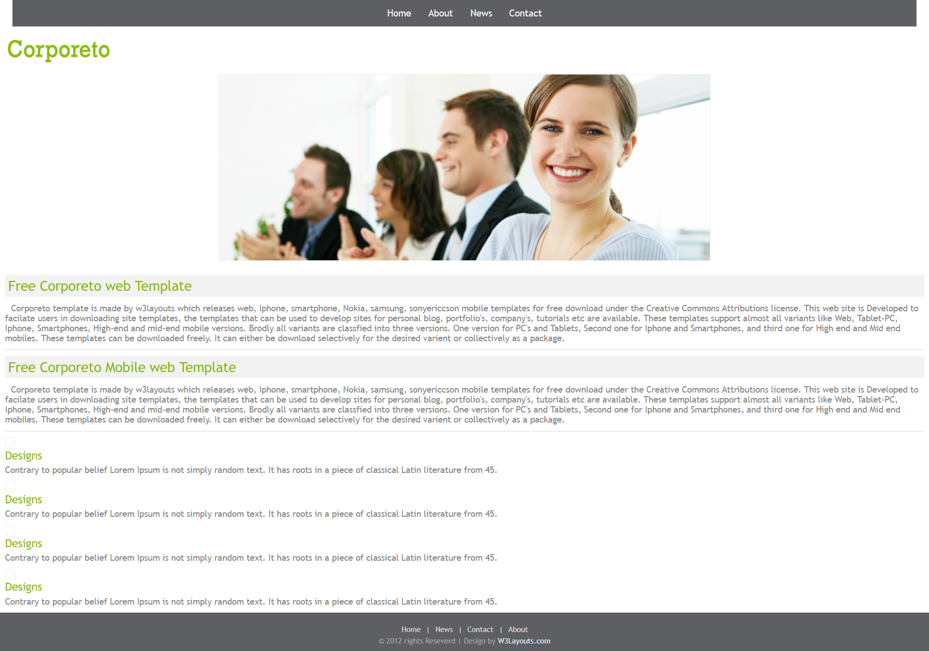 HTML5绿色简洁样式商务介绍网页模板代码下载