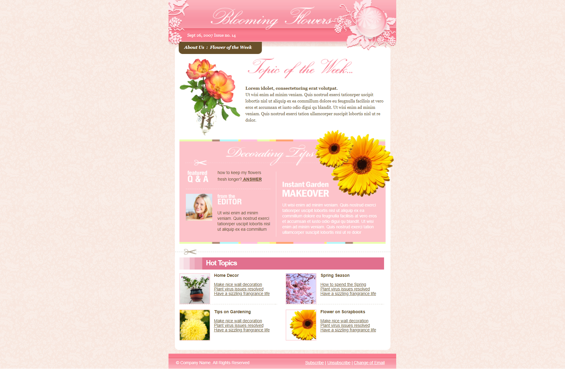 首页 html网站模板 html5 css3模板标签 粉色简洁风格响应式鲜花花艺