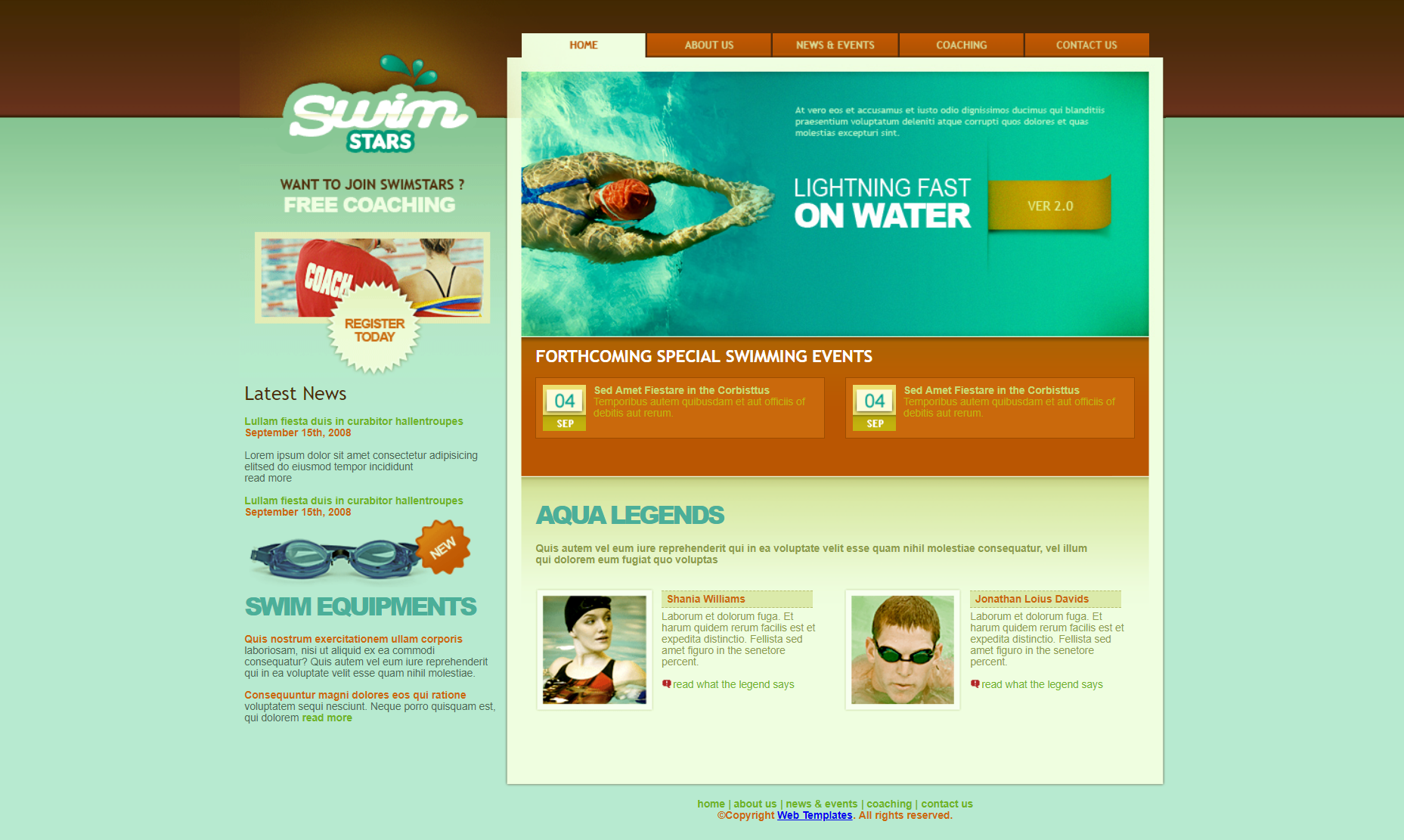 红色宽屏形式pc+wap蛙泳之星网页模板代码
