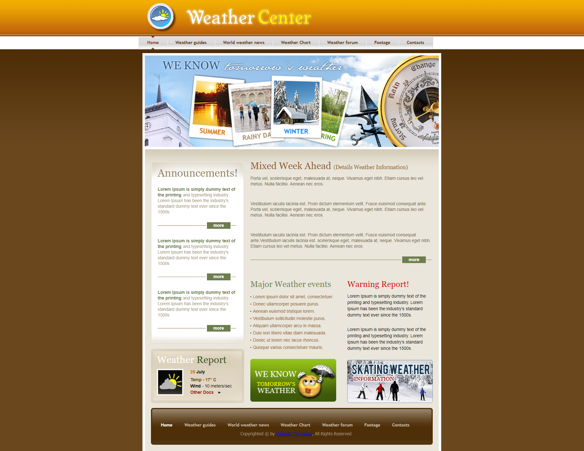 HTML5红色宽屏样式天气动态网页模板代码下载