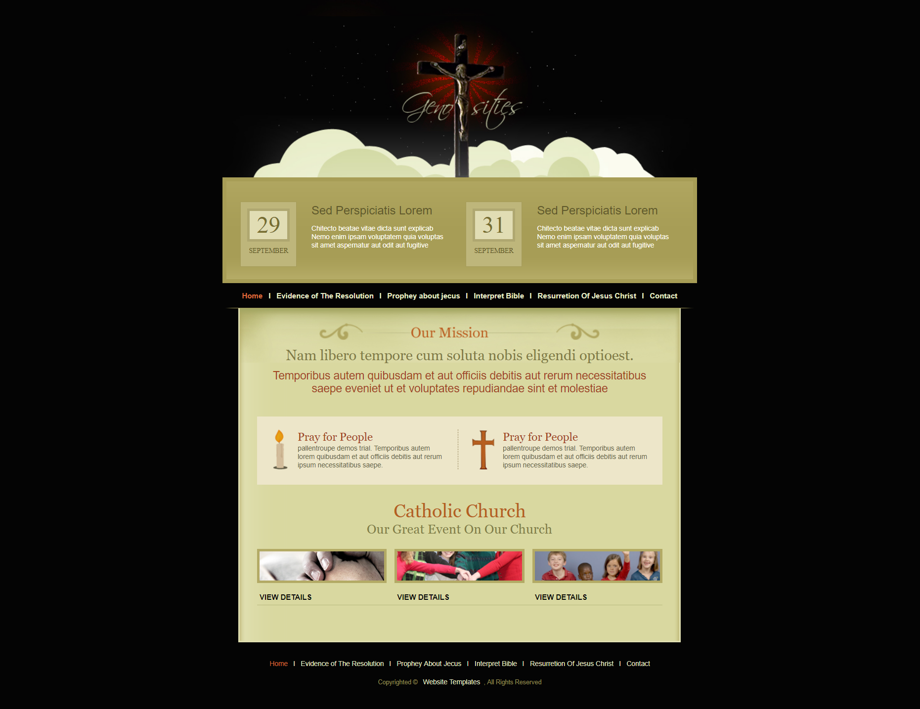 HTML红色欧美形式神圣基督教网页模板代码