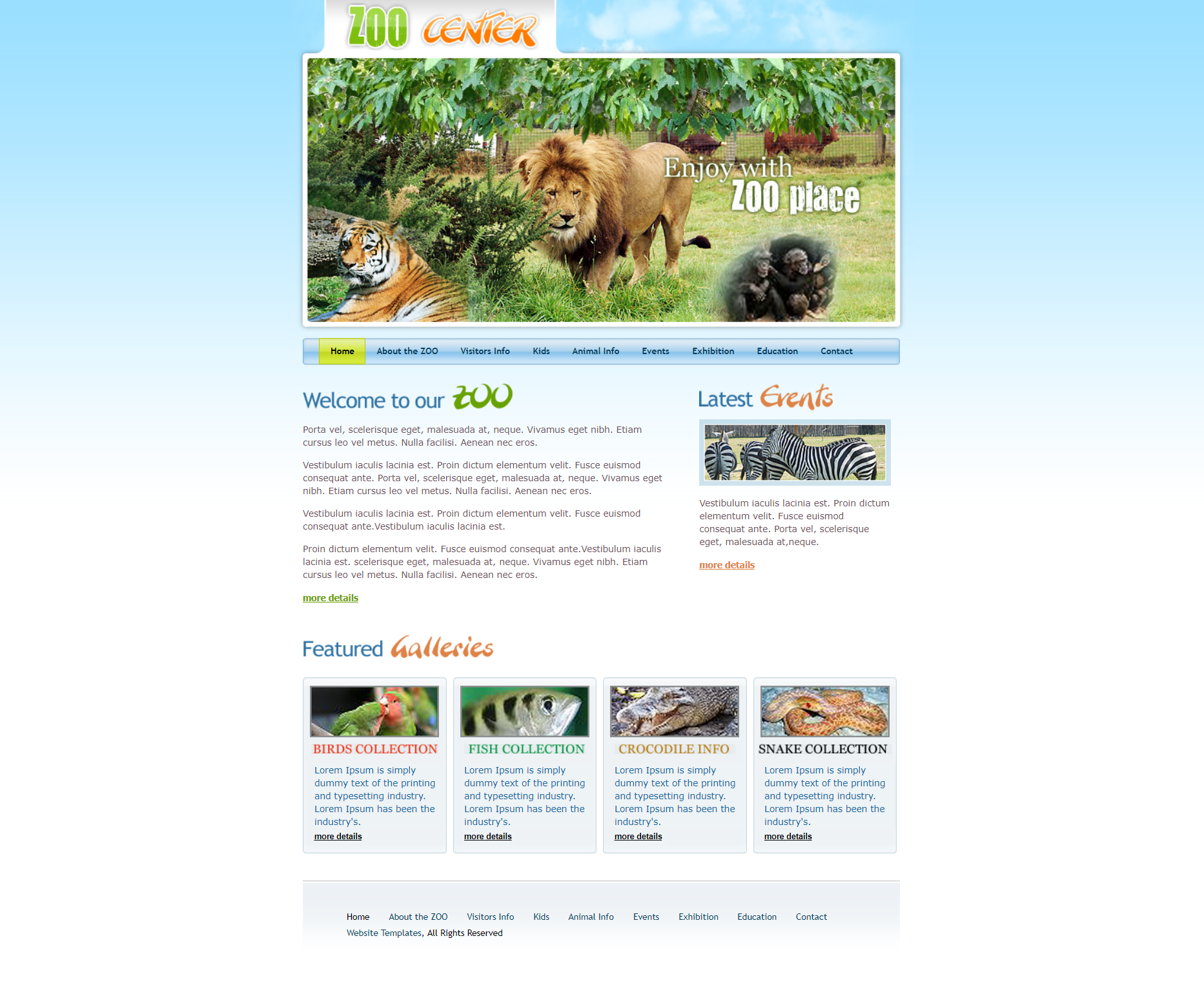 HTML5绿色欧美样式动物园管理网页模板代码下载