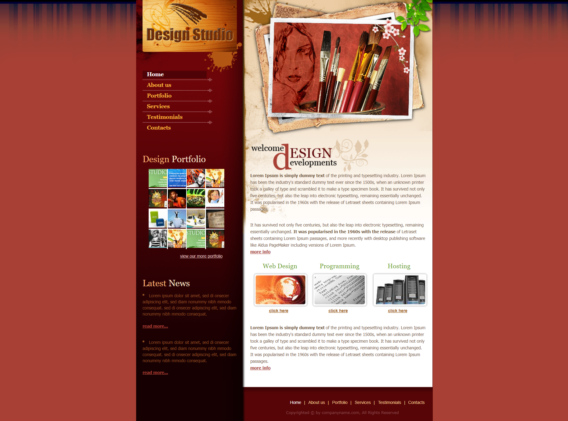 红色欧美风格响应式设计开发者网页模板