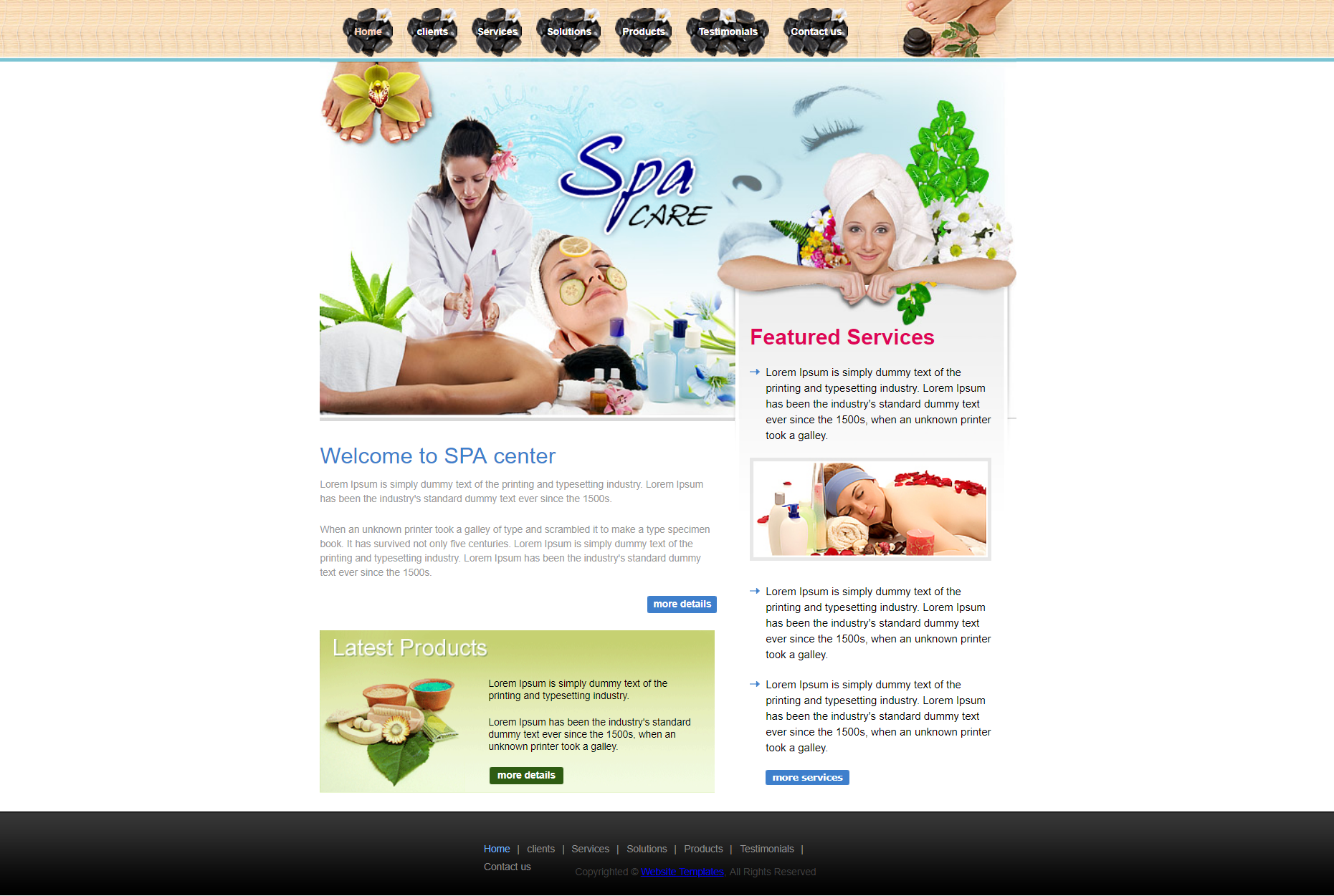 粉色大气风格响应式美容SPA护理网页模板