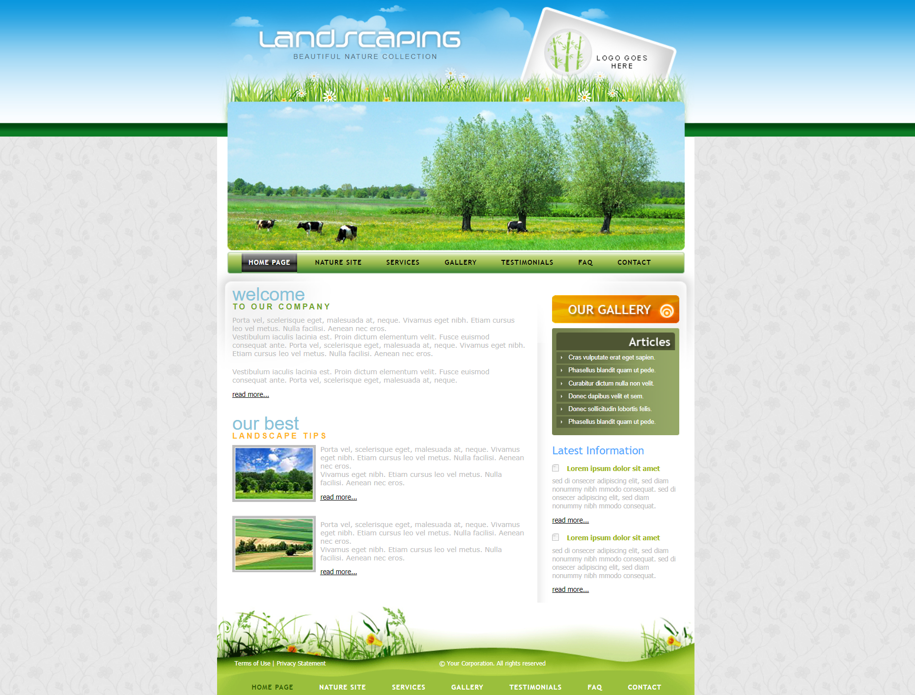 HTML绿色欧美形式美丽草原网页模板