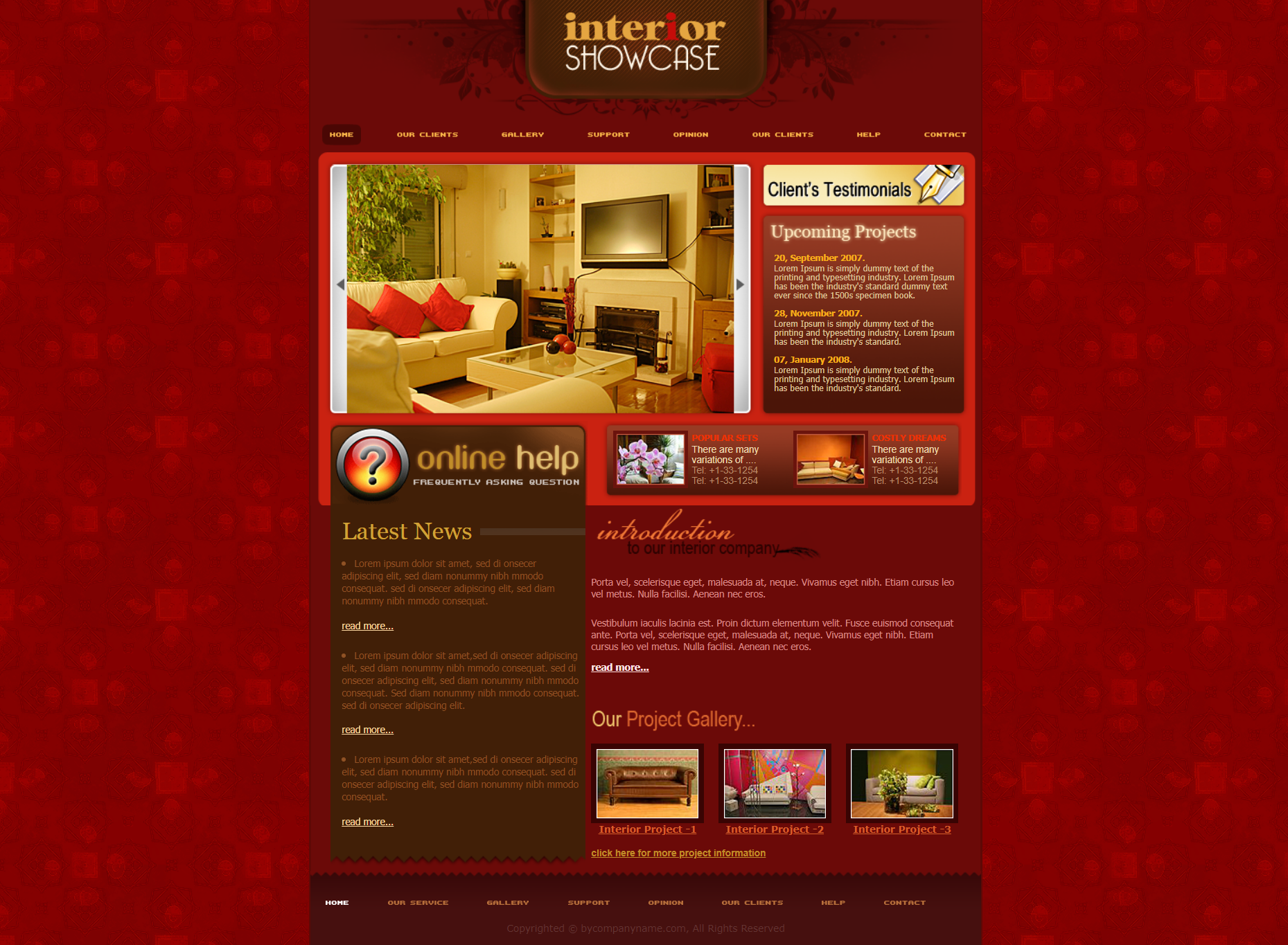 红色大气风格响应式现代家具网页模板